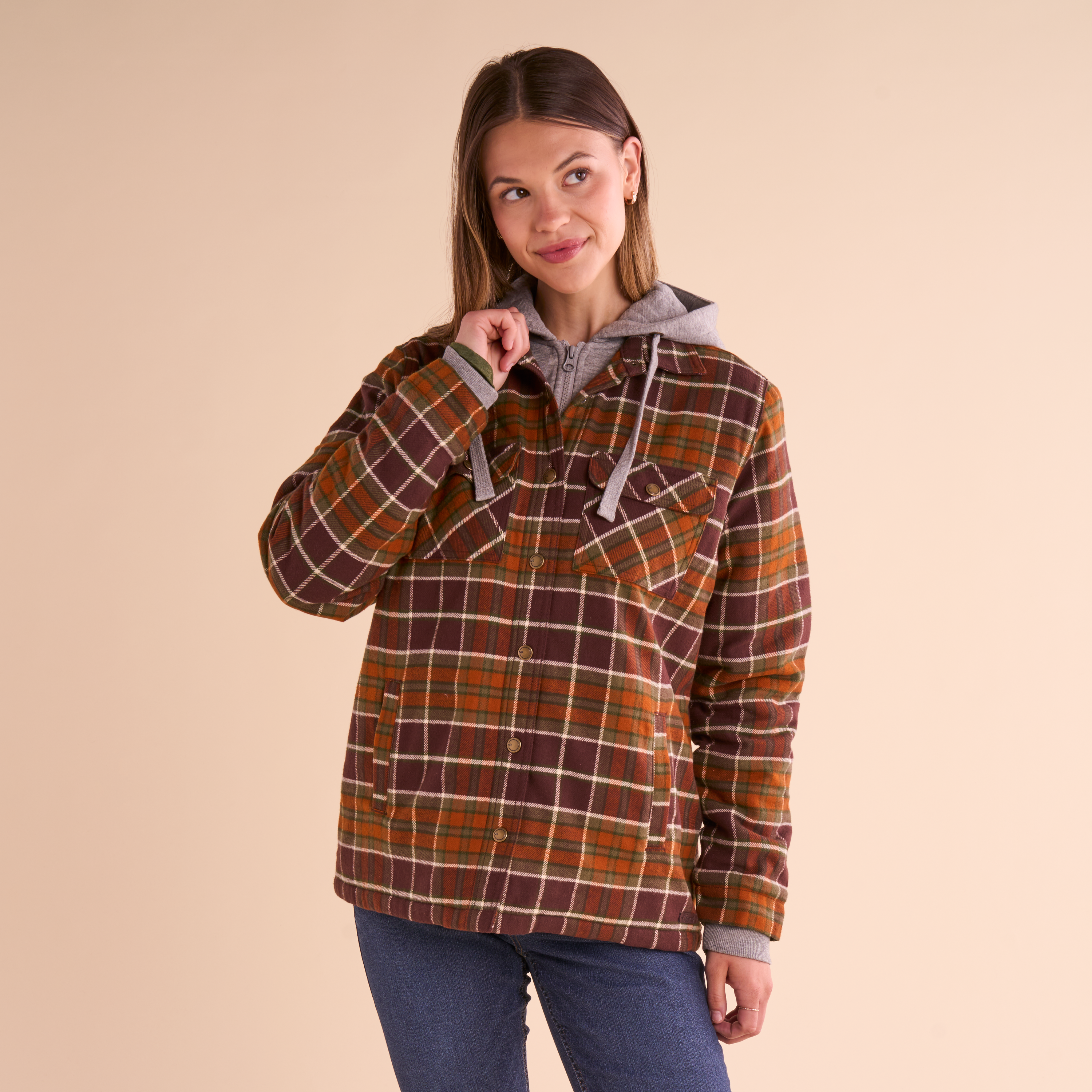 Image of Natural Reflections Canyon Flannel Shirt Jacket - Olive Plaid