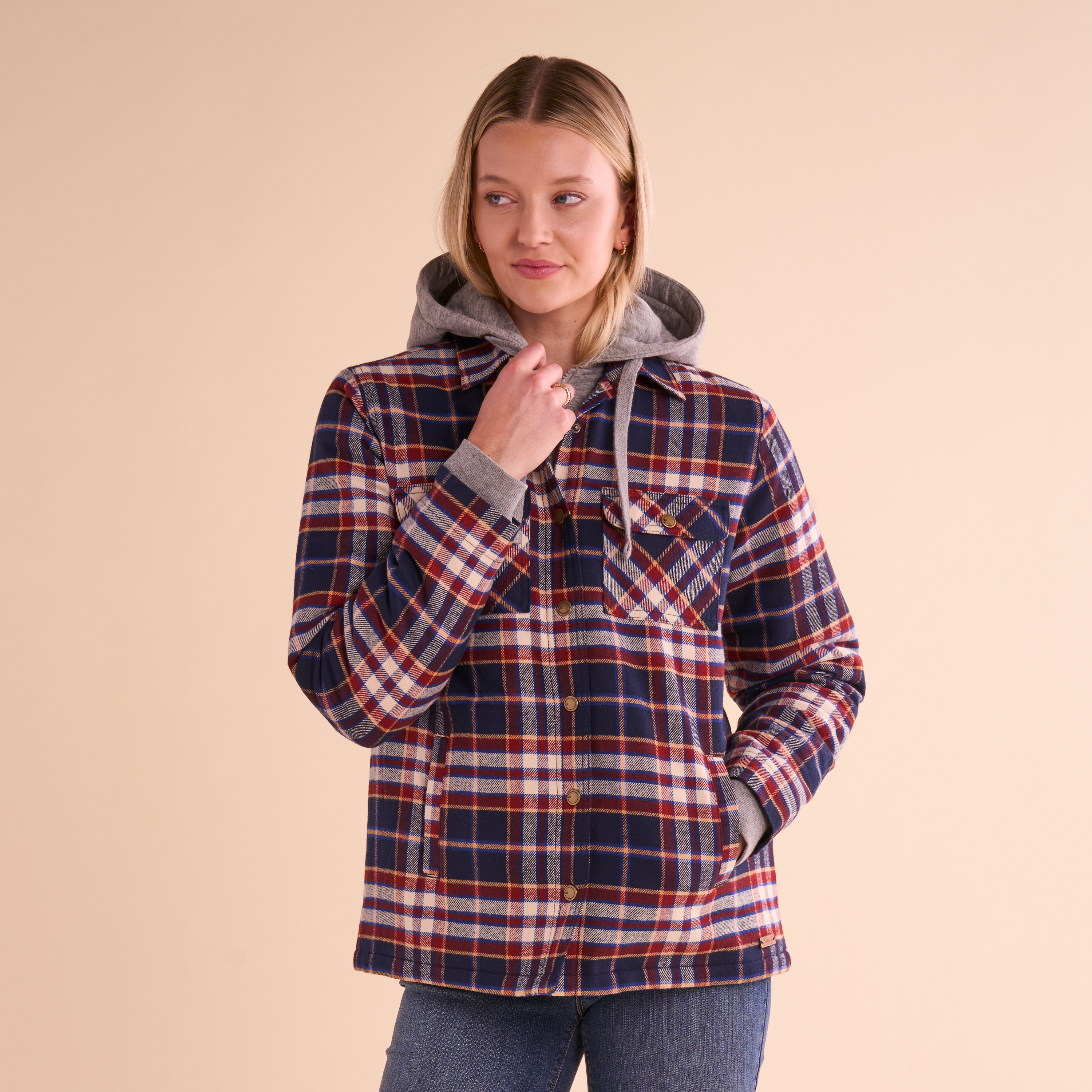 Image of Natural Reflections Canyon Flannel Shirt Jacket - Navy Blazer Plaid