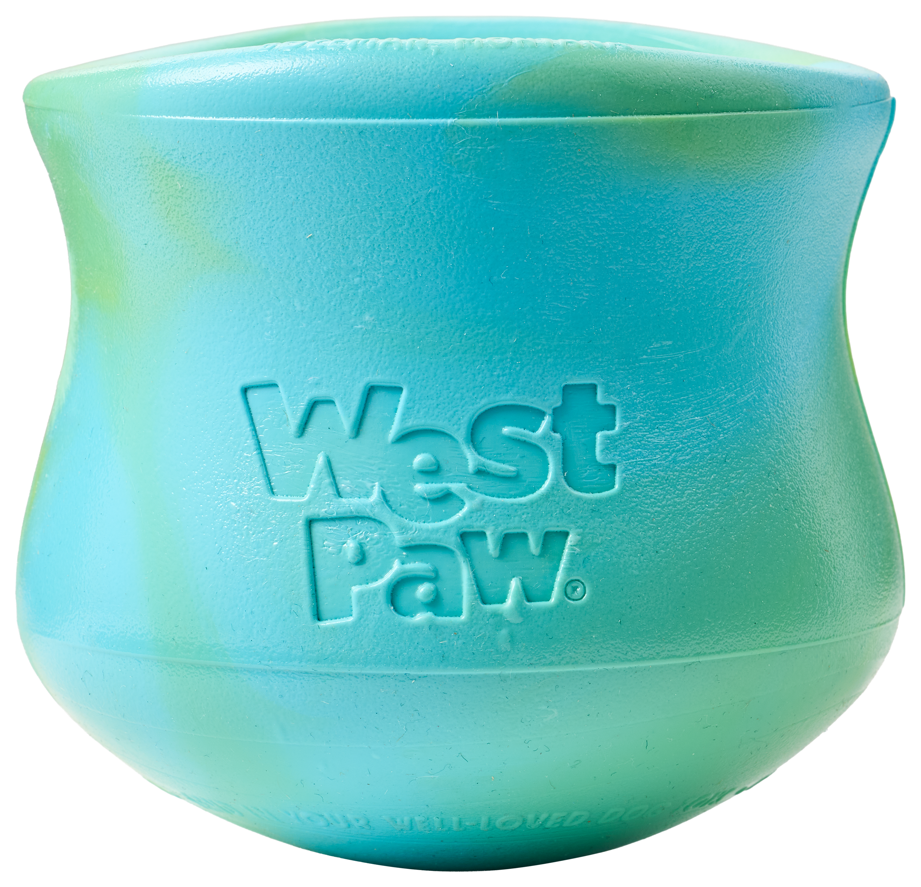 Image of "West Paw Toppl Dog Toy - Blue/Chartreuse - 4"""