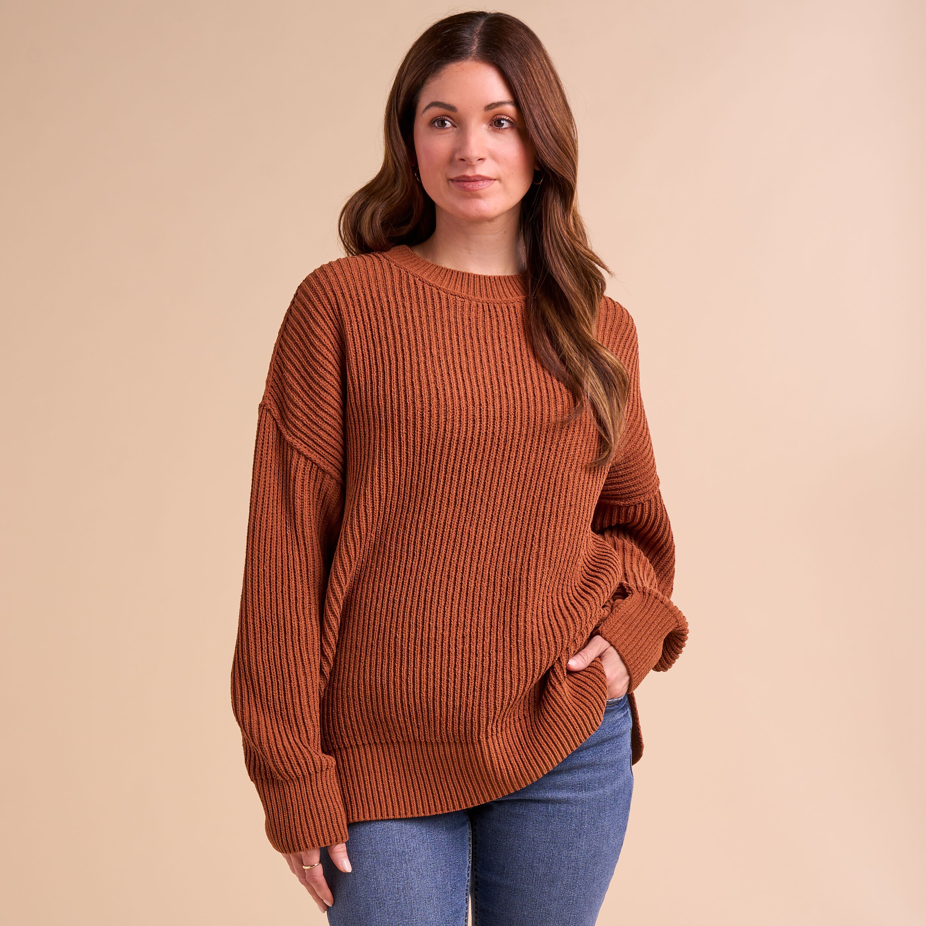 Image of Natural Reflections Cabin Fever Crew-Neck Sweater - Glazed Ginger