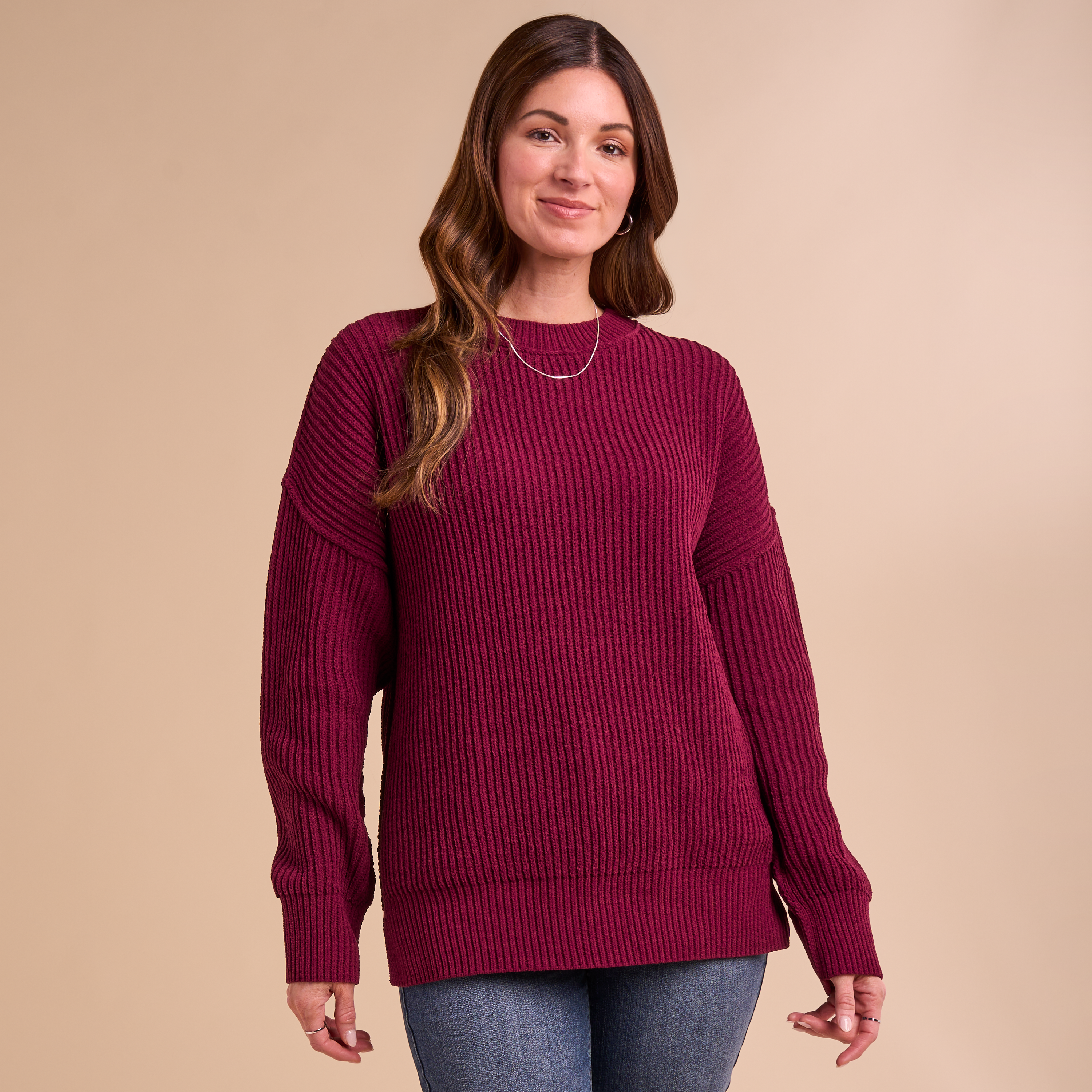Image of Natural Reflections Cabin Fever Crew-Neck Sweater - Rhododendron