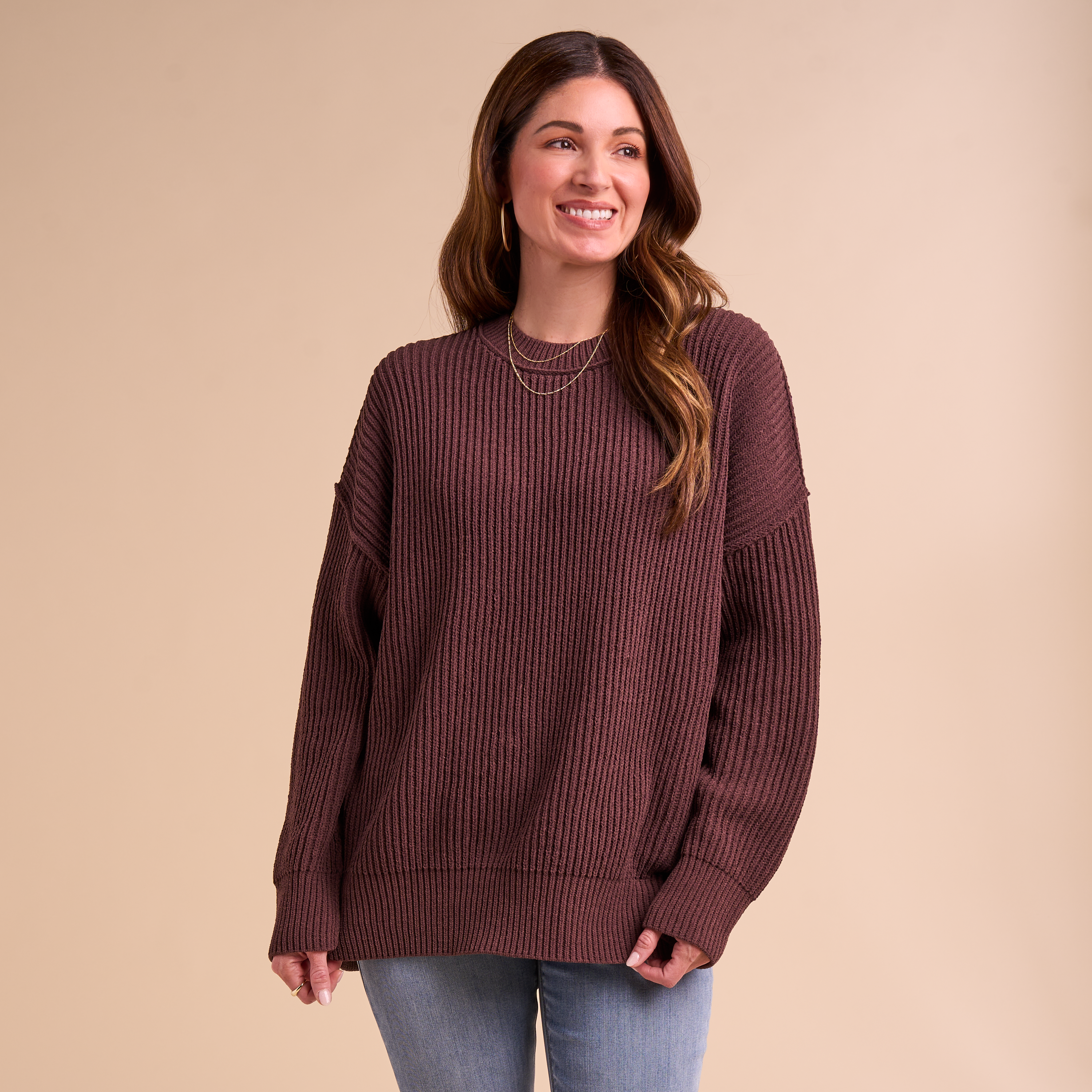 Image of Natural Reflections Cabin Fever Crew-Neck Sweater - French Roast