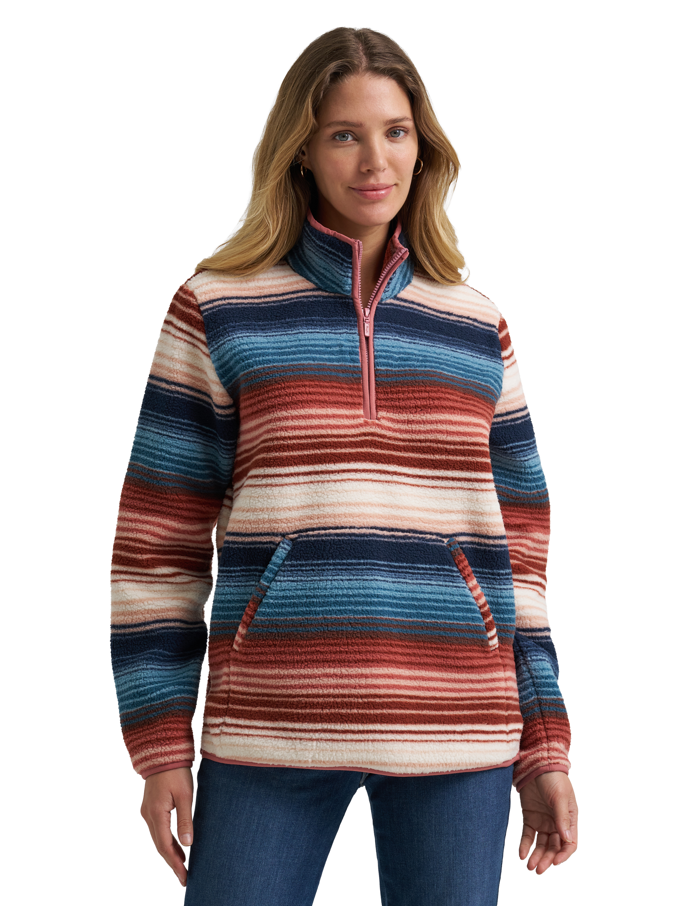 Image of Wrangler Retro Quarter-Zip Sherpa Pullover - Cream