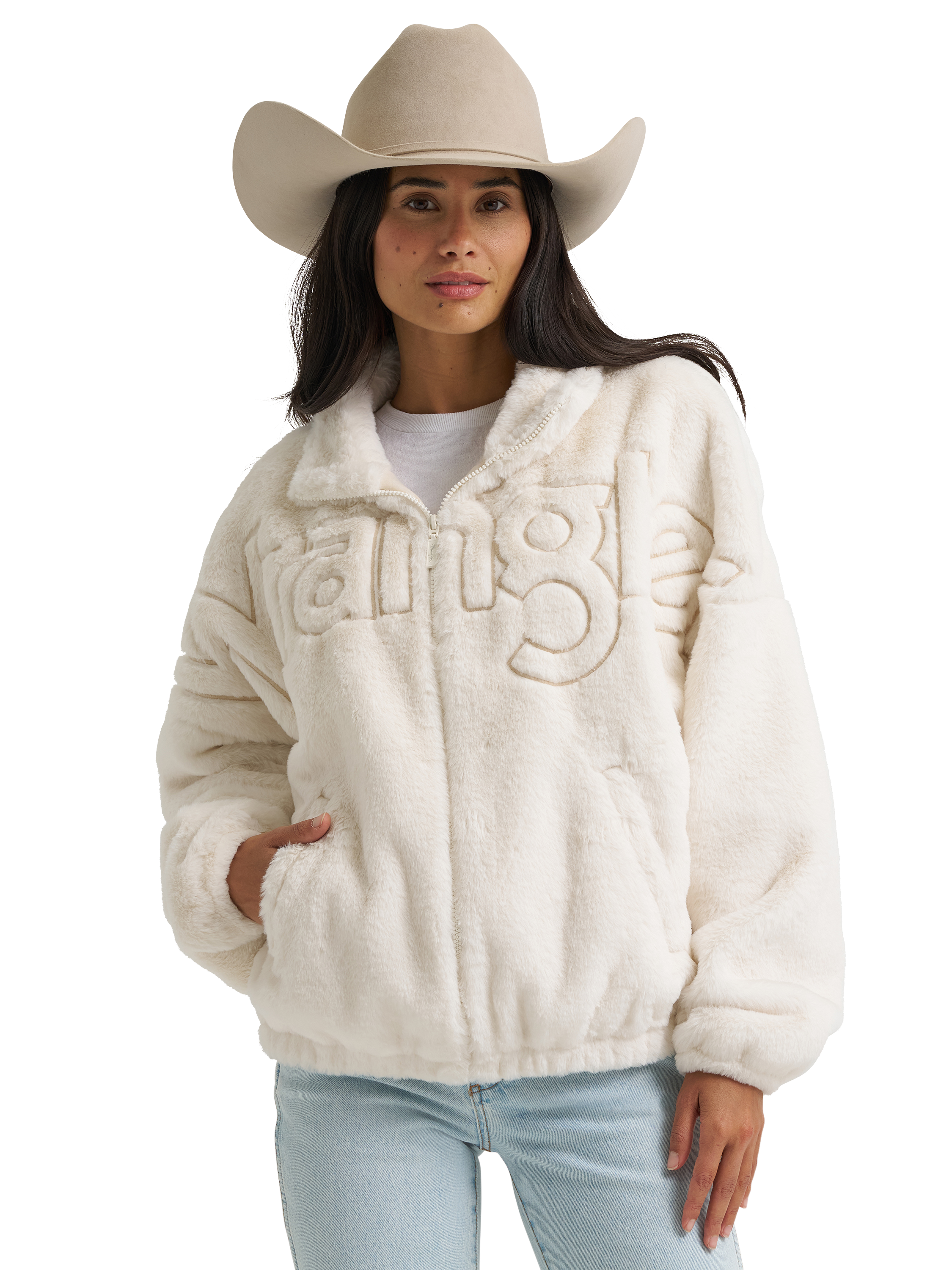 Wrangler Retro Wrangler Retro Logo Fuzzy Full-Zip Jacket - White - $99.99 at Bass Pro Shops