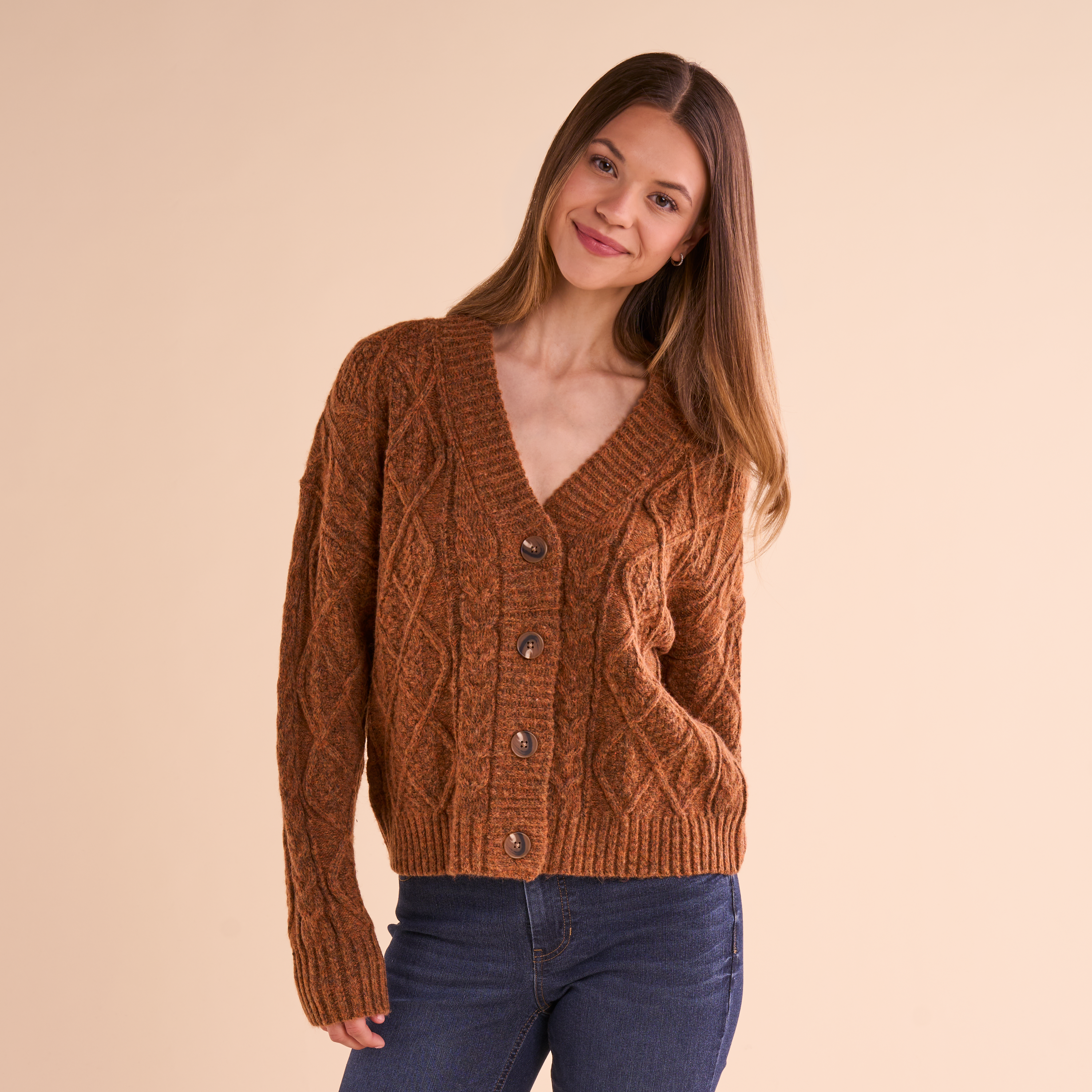 Image of Natural Reflections Crew Cable Cardigan