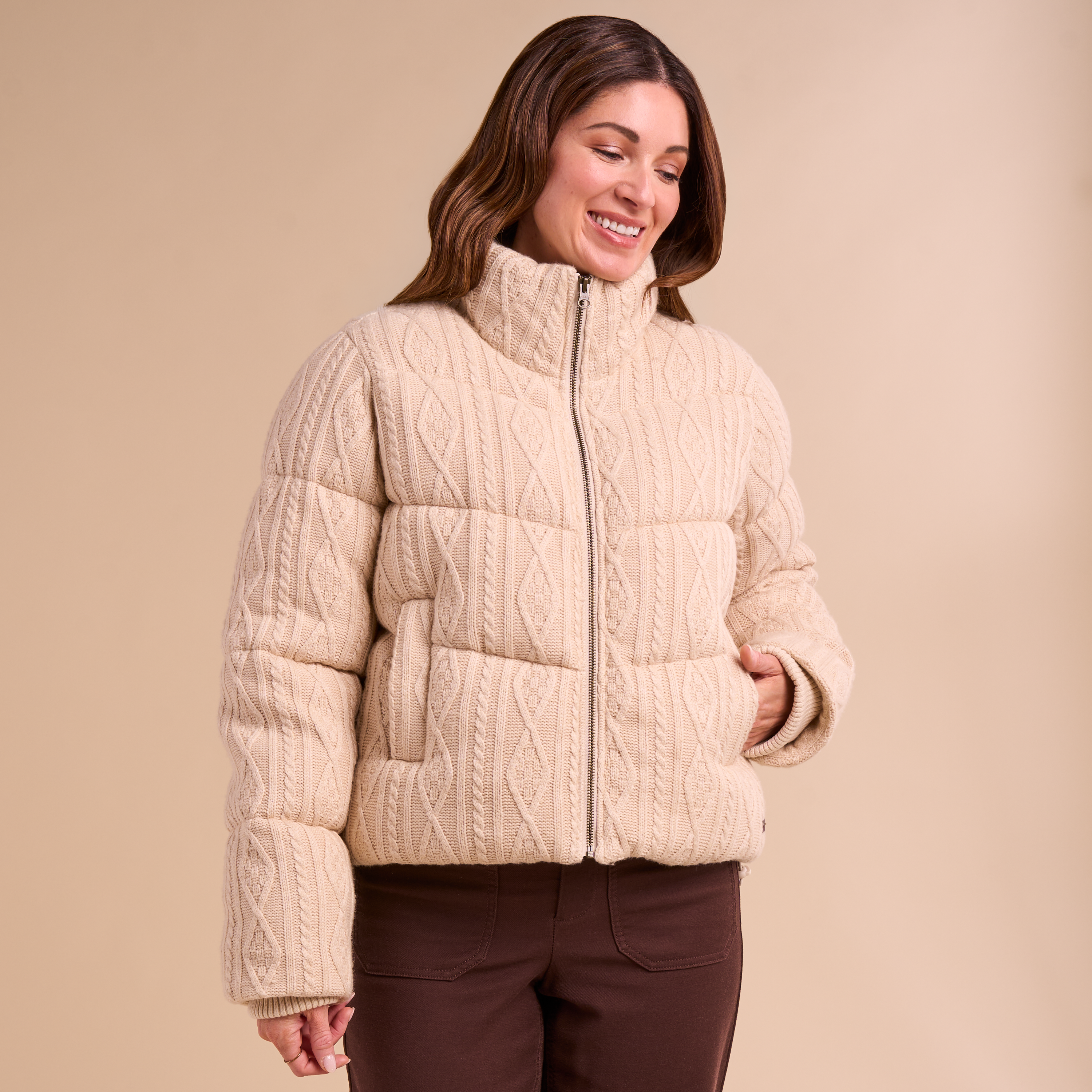 Image of Natural Reflections Alpine Sweater Jacket - Heather Oatmeal