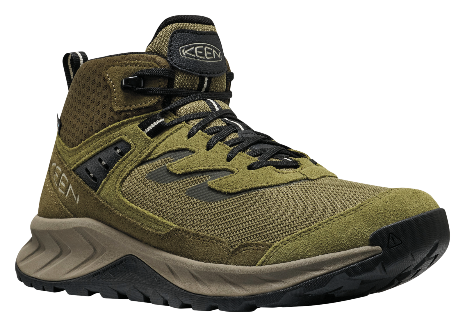 Image of KEEN Hightrail Mid Waterproof Hiking Boots for Men - Martini Olive/Dark Olive