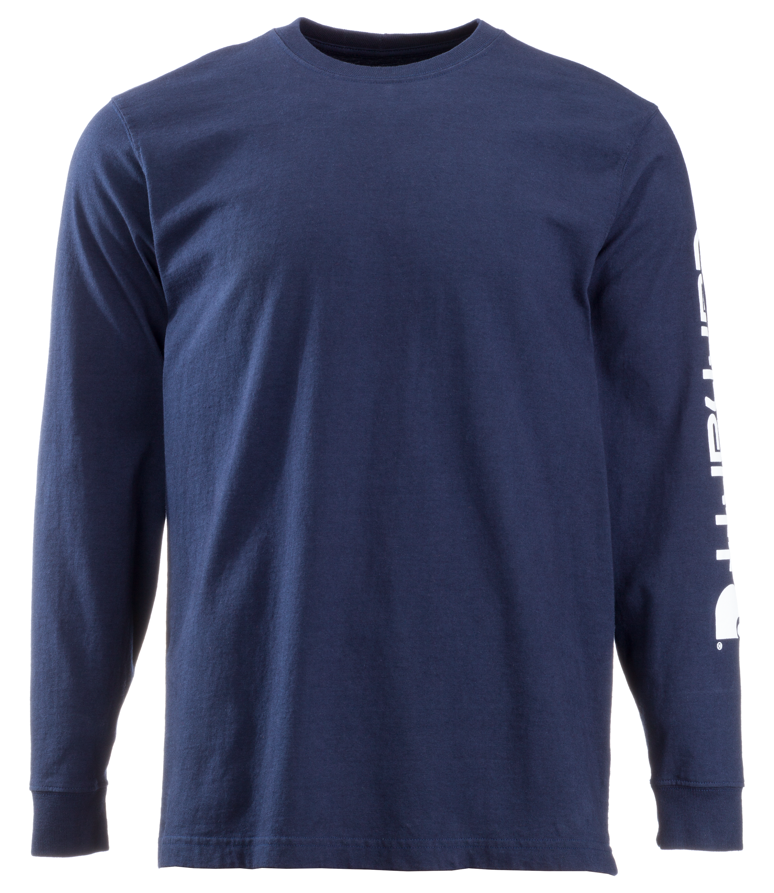 Image of Carhartt Loose-Fit Heavyweight Logo Sleeve Graphic Long-Sleeve T-Shirt - Navy