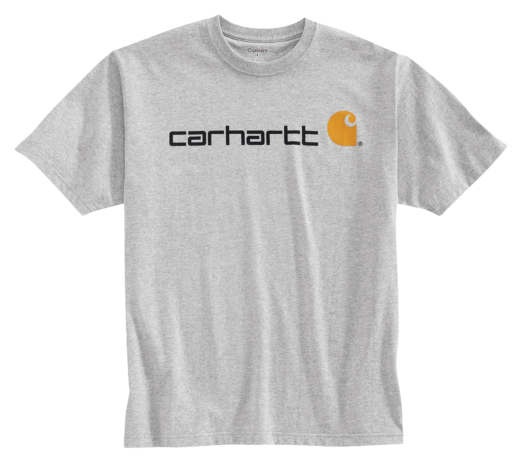 Image of Carhartt Logo Graphic Loose-Fit Heavyweight Short-Sleeve T-Shirt for Men - Heather Gray/Black - 2XLT