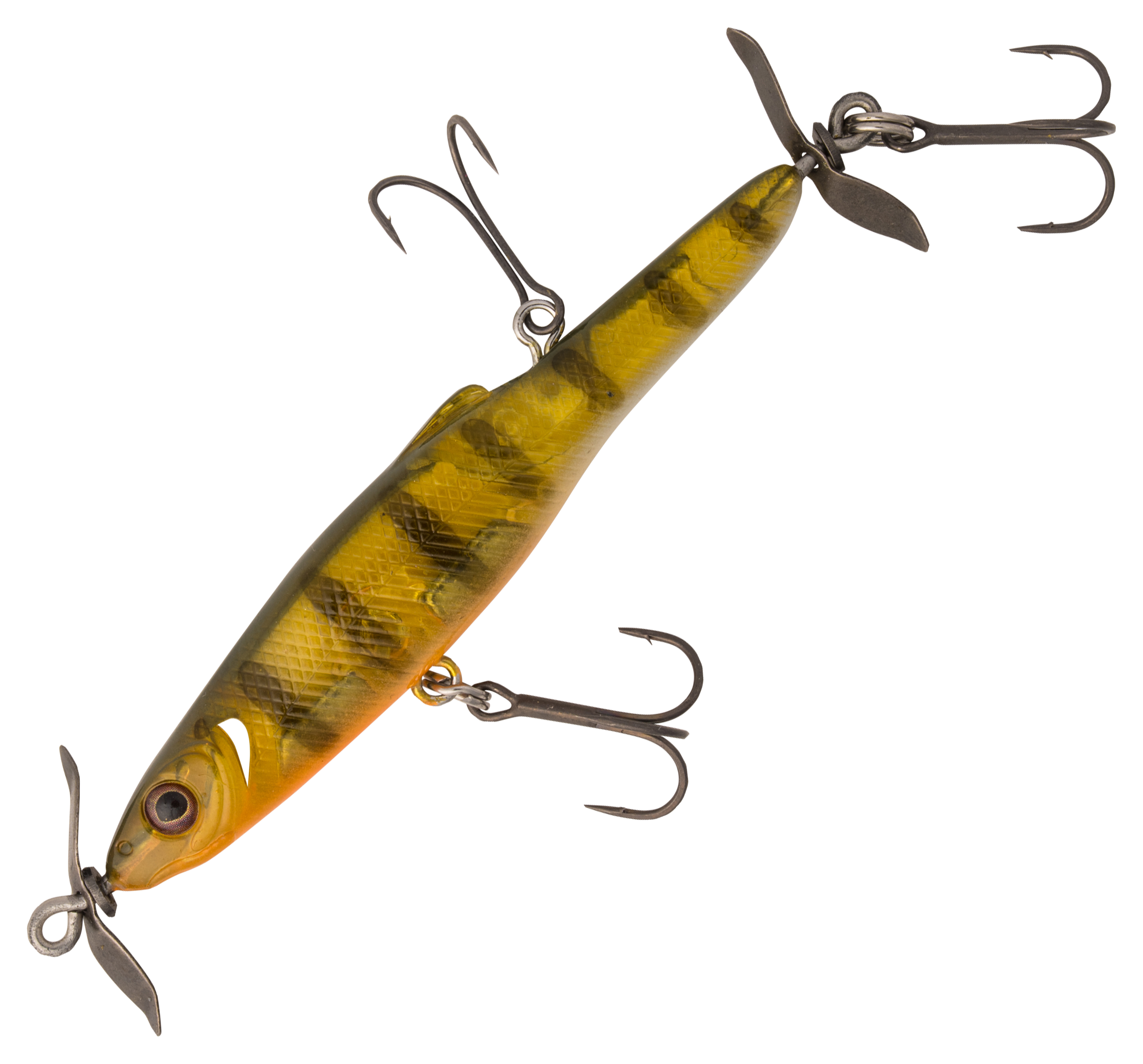 Image of "Great Lakes Finesse Stay-Pinned Spybait - Ghost Perch - 3"" - 1/4 oz."