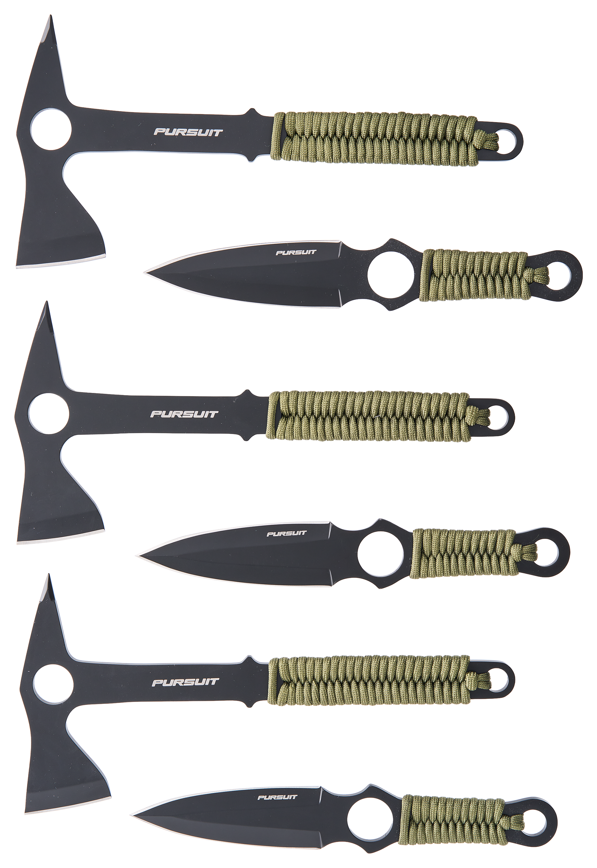 Image of Pursuit Paracord 6-Pack Throwing Hatchet and Knife Combo