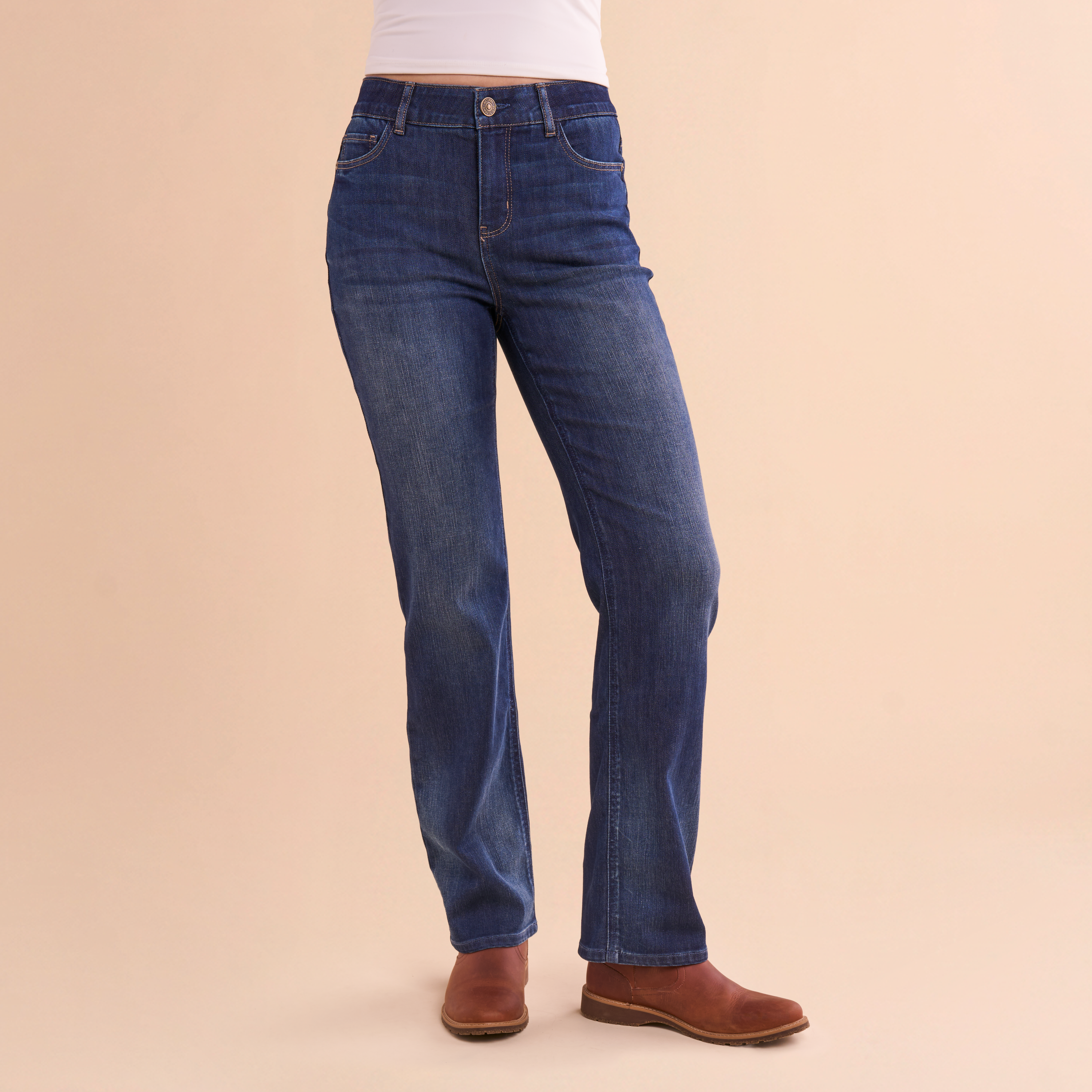 Image of Natural Reflections Perfect Fit Straight-Leg Jeans - Dark Wash