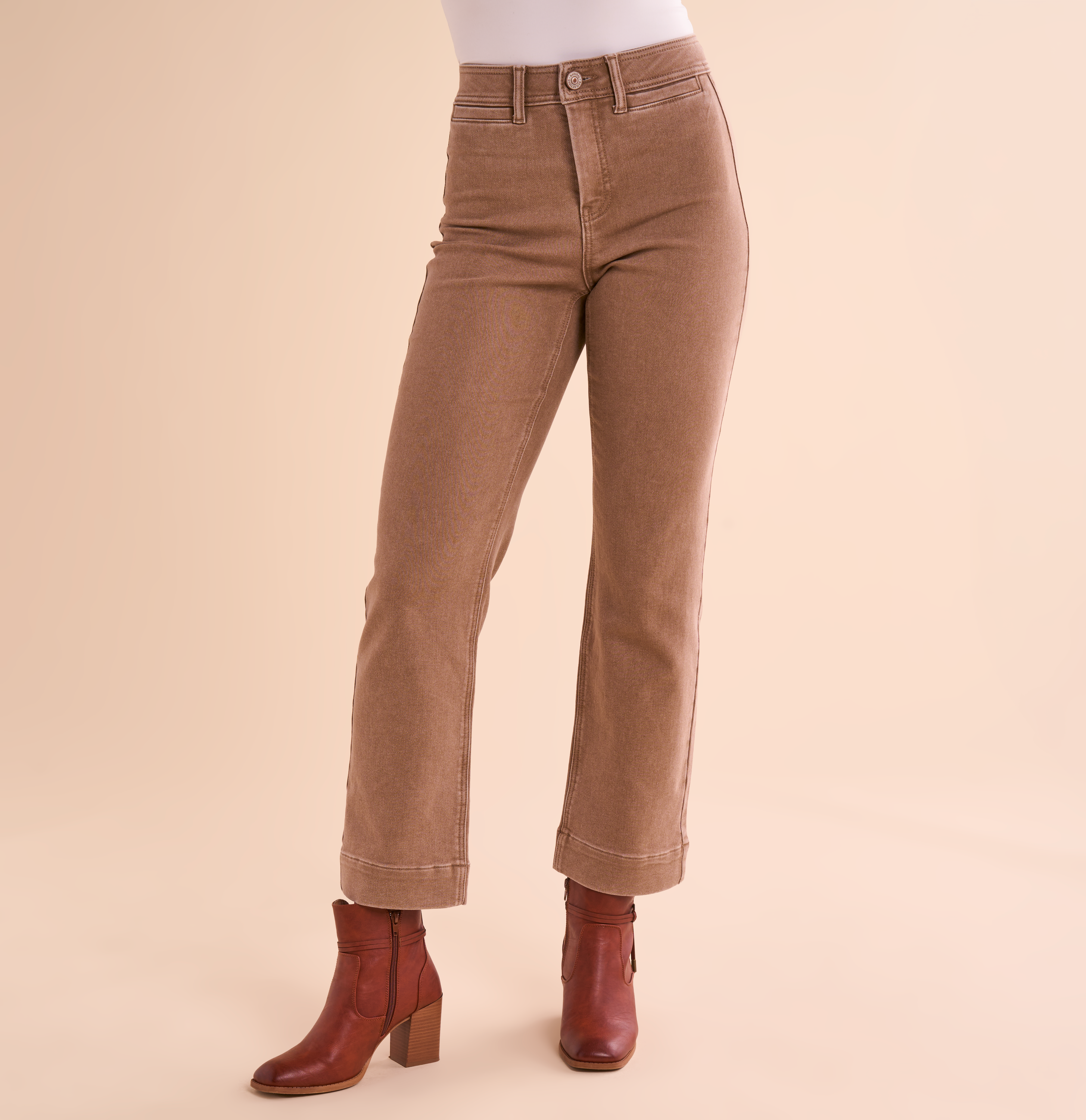Image of Natural Reflections Knit Denim Straight-Leg Jeans