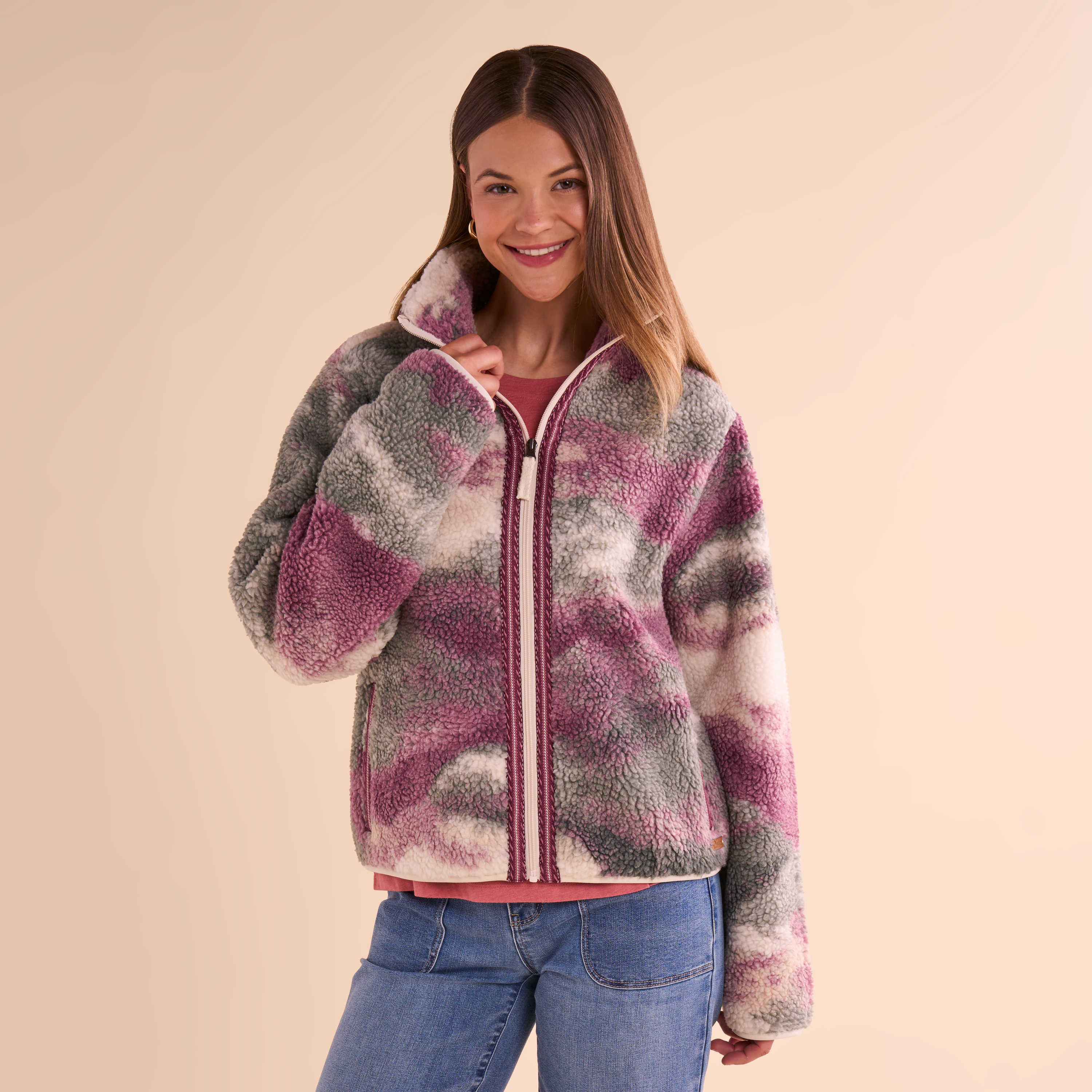 Image of Natural Reflections Ridgewood Sherpa Jacket - Watercolor