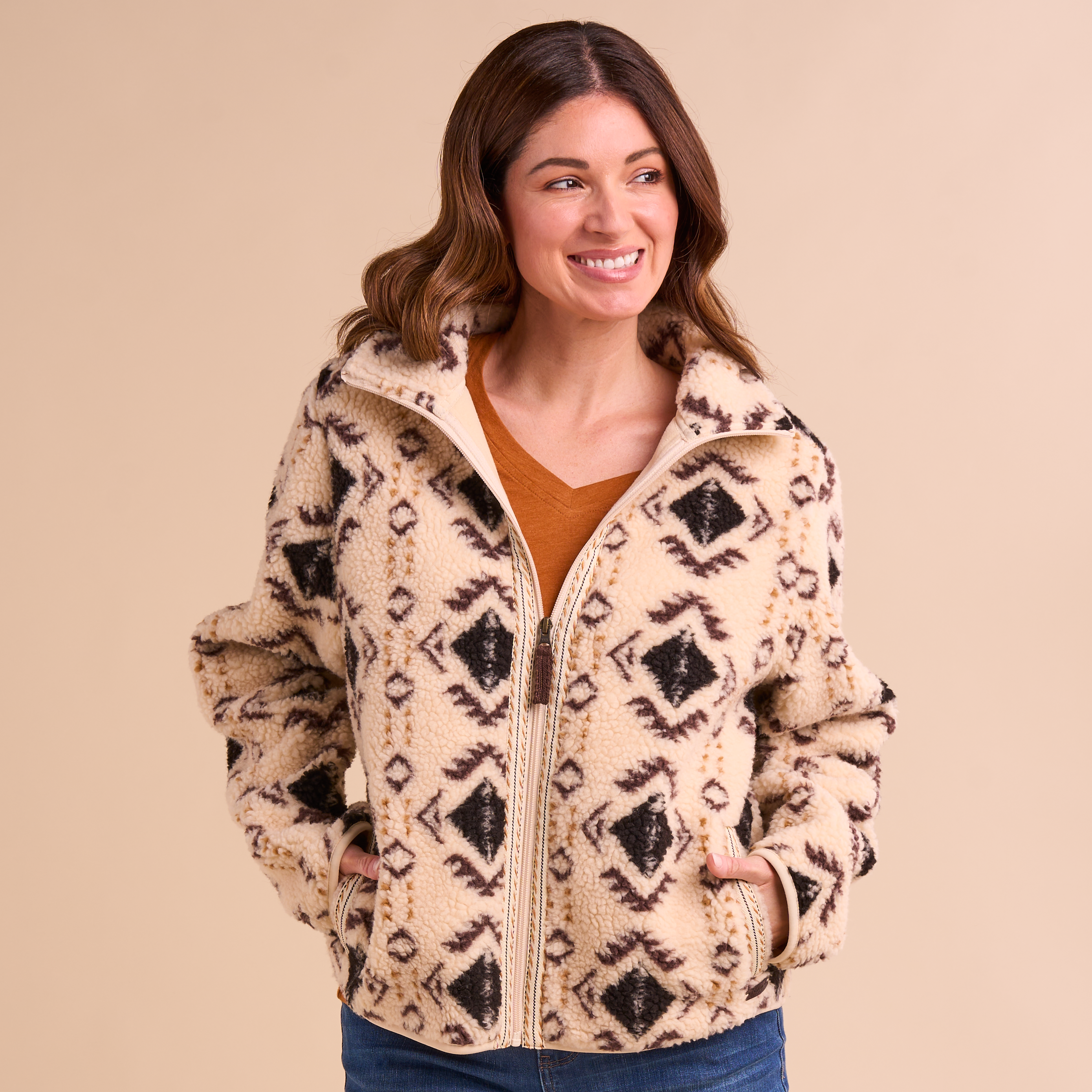 Natural Reflections Ridgewood Sherpa Jacket - Aztec