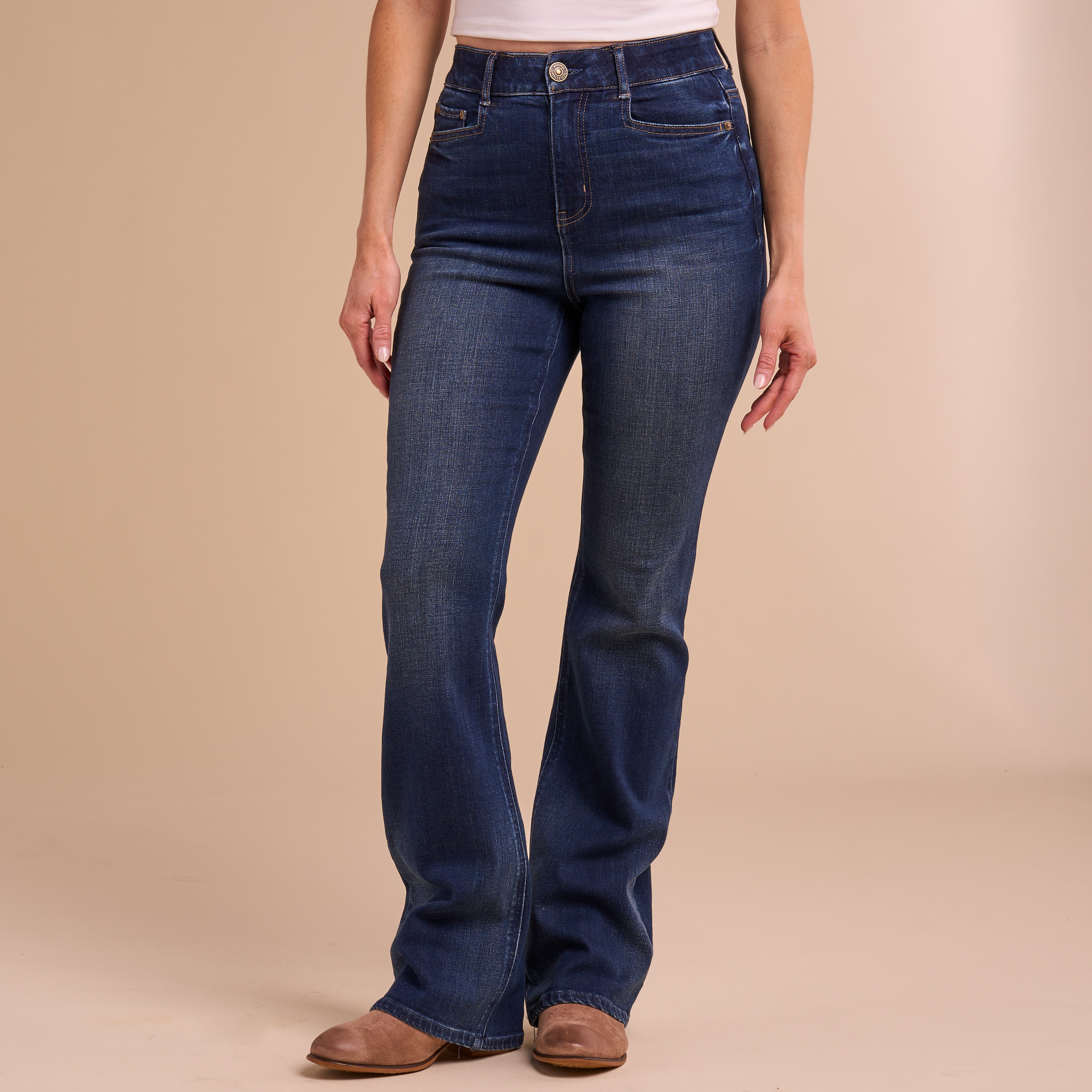 Image of Natural Reflections High-Rise Perfect-Fit Flare Jeans - Dark