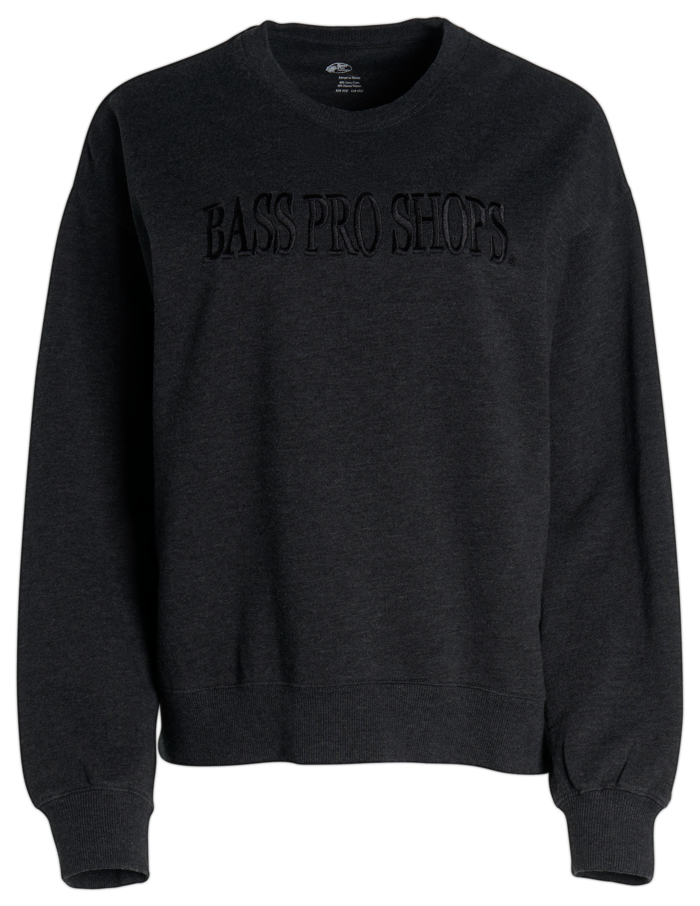 Image of Bass Pro Shops Embroidered Crew-Neck Sweatshirt - Black Beauty