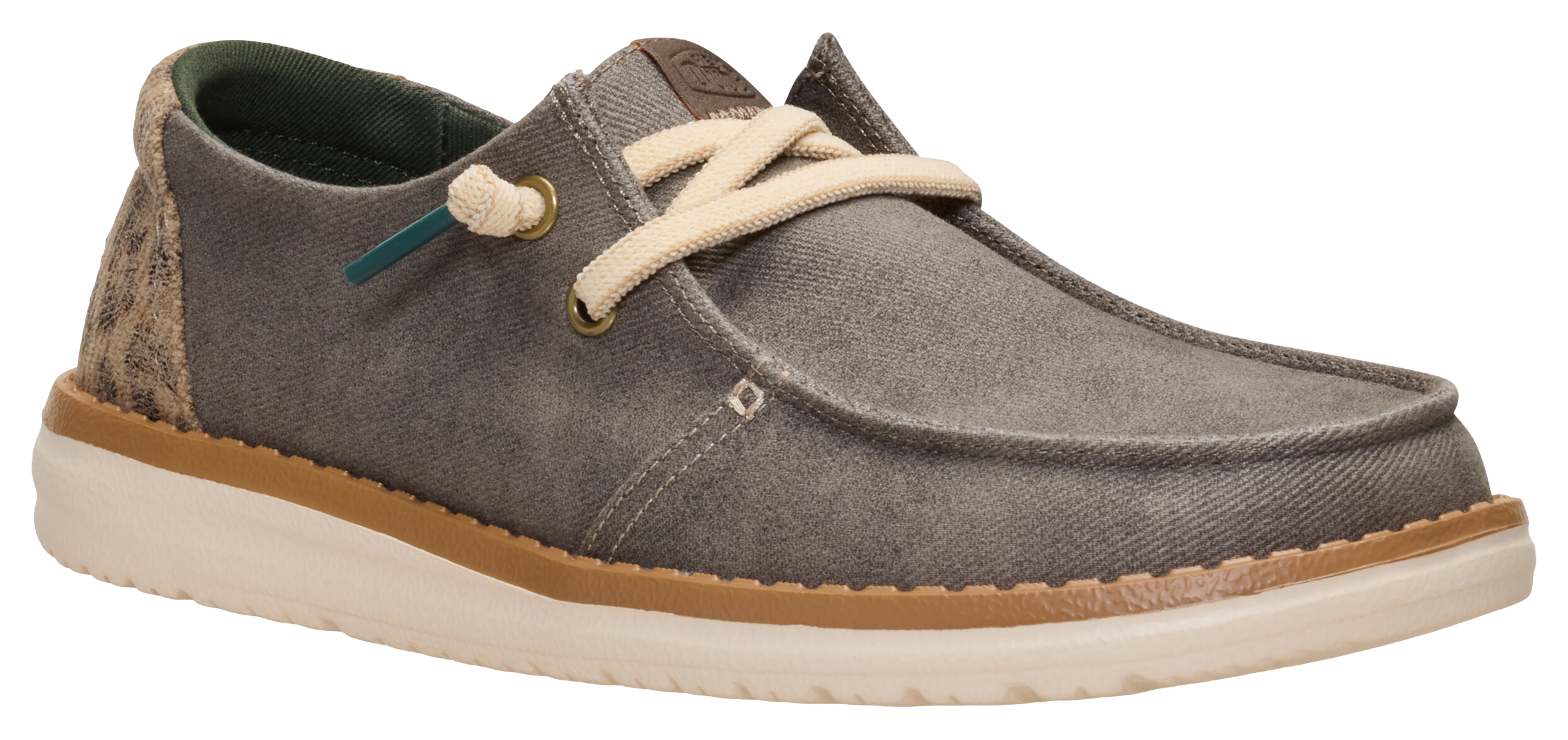 Image of HEYDUDE Wendy Workwear Leo Cheetah Slip-On Canvas Shoes for Women - Dark Olive