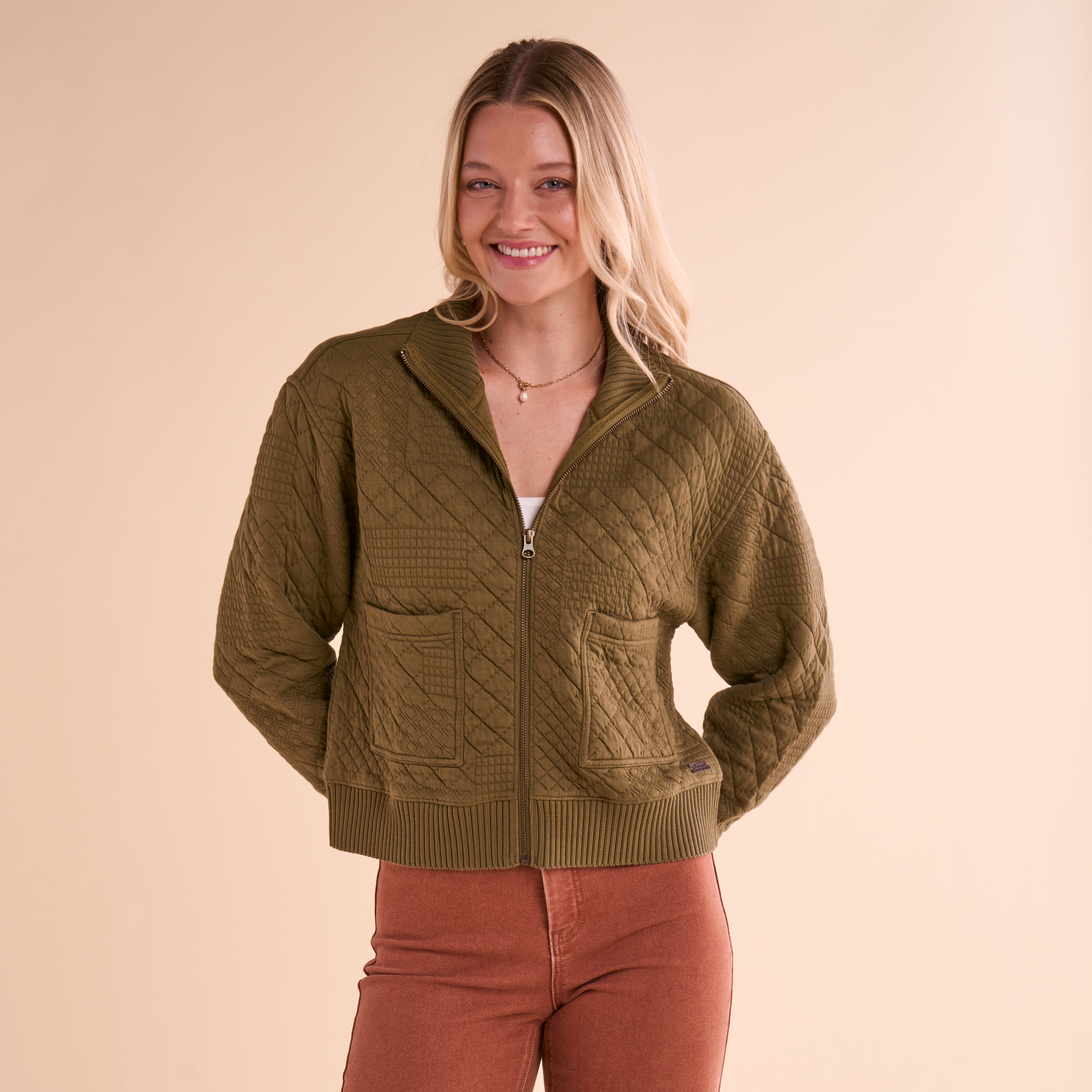 Image of Natural Reflections Quilted Jacket - Burnt Olive