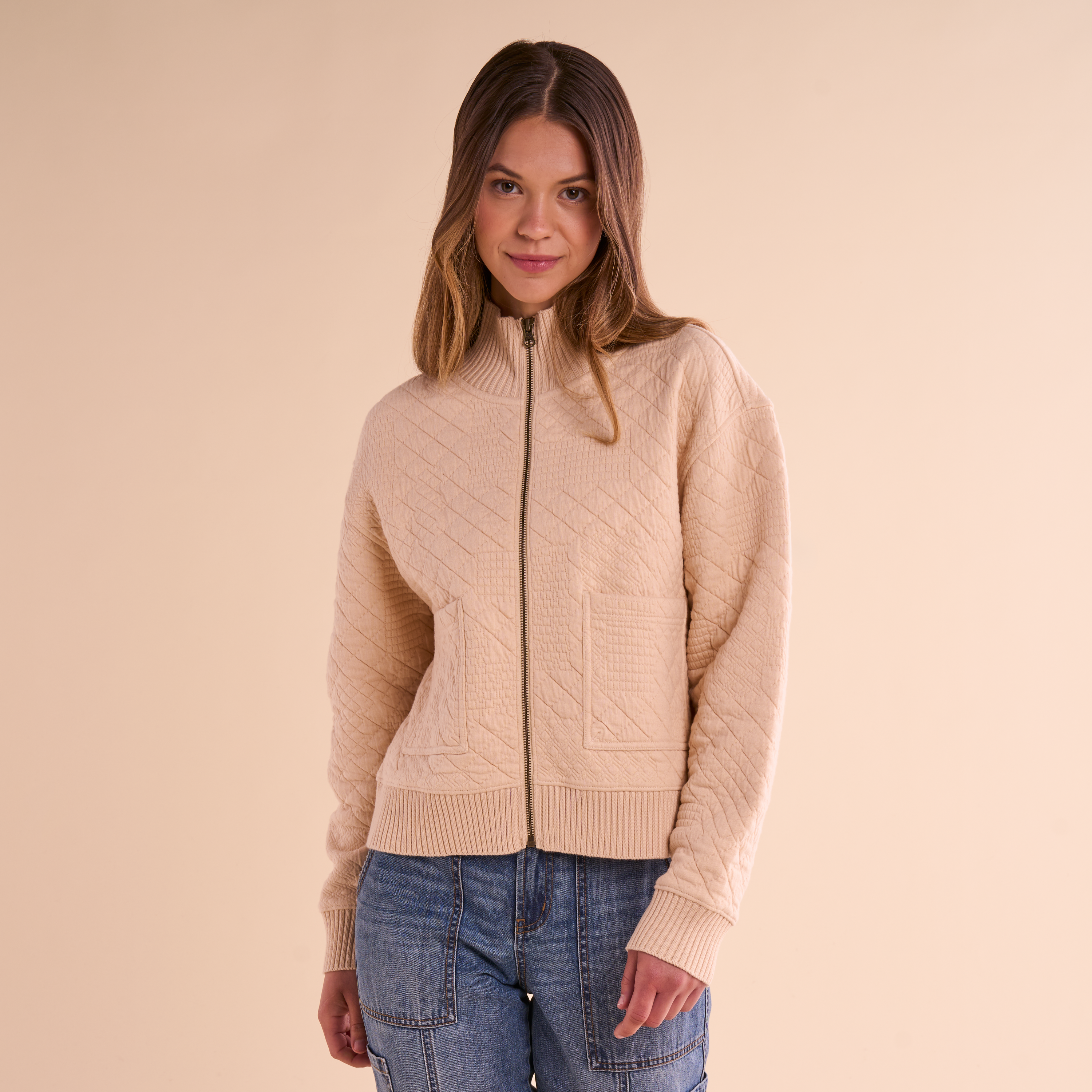 Image of Natural Reflections Quilted Jacket - Macadamia