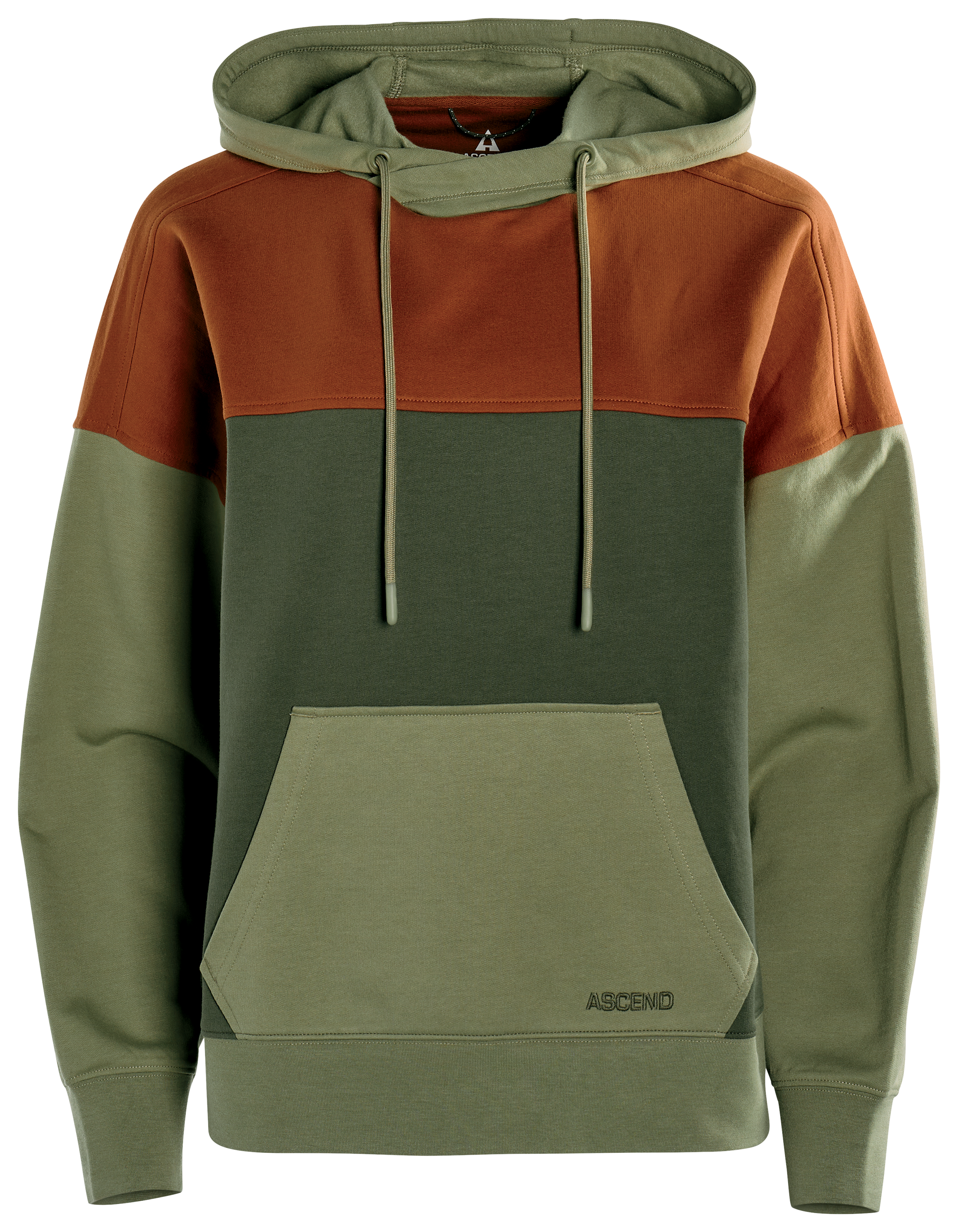 Image of Ascend To and Fro Cross-Neck Hoodie - Thyme/Oil Green/Coconut Shell