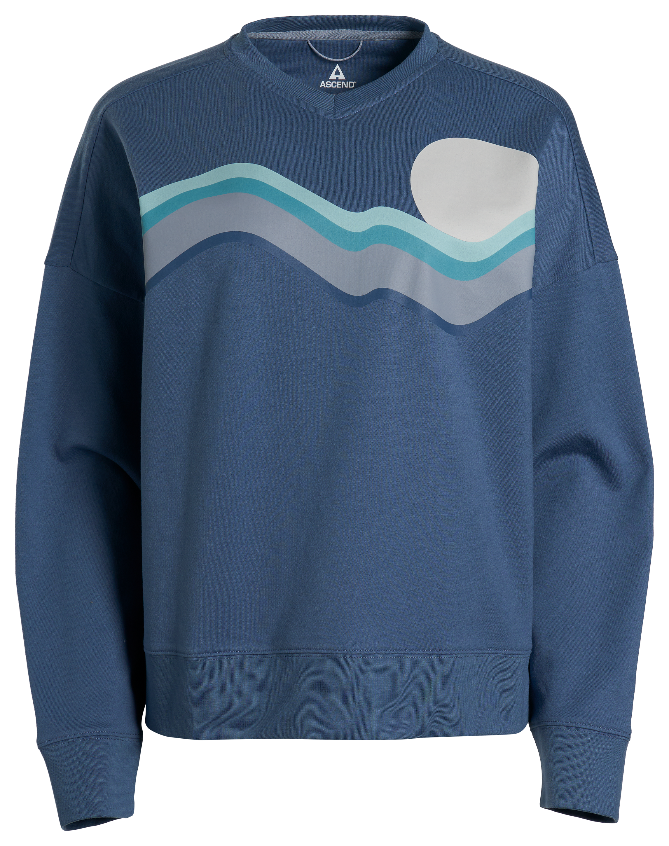 Image of ASCEND TO AND FRO GRAPHIC V-NECK SWEATSHIRT - Bering Sea