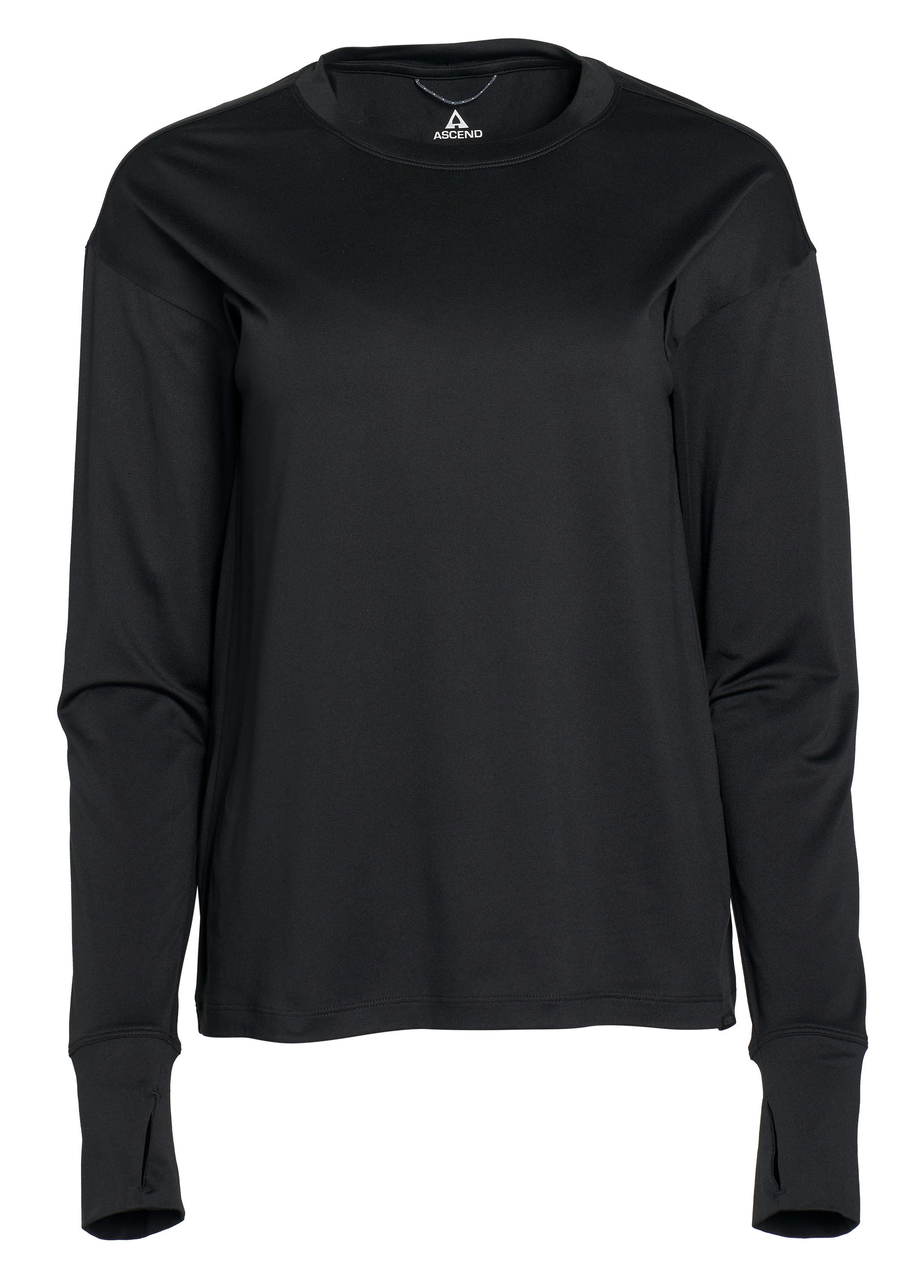 Image of Ascend Evolve Crew-Neck Long-Sleeve Shirt - Black