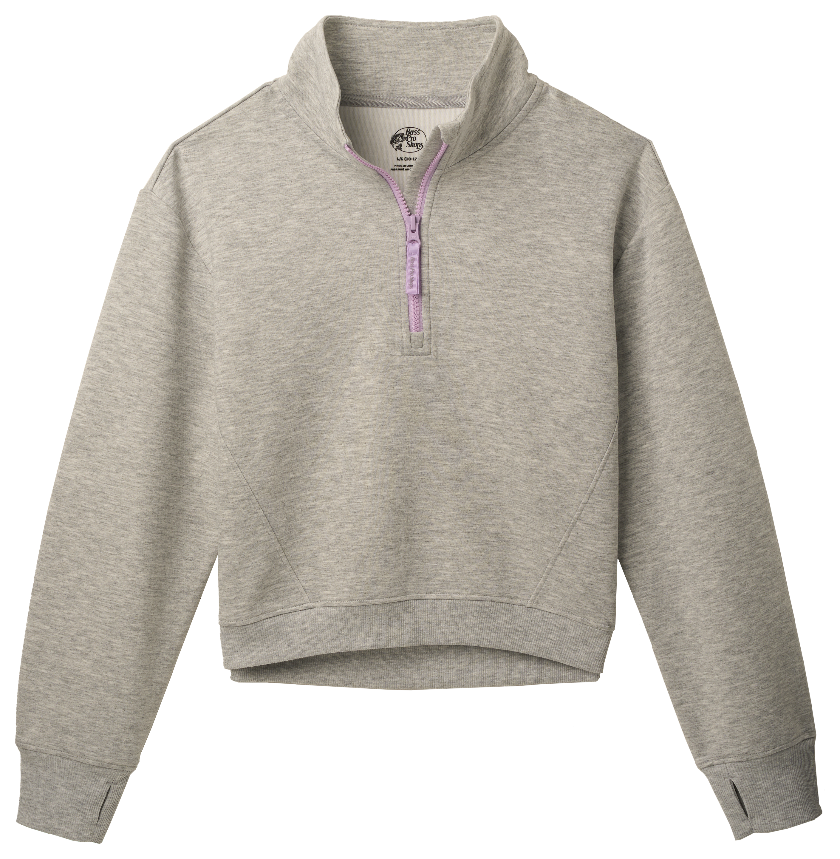 Image of Bass Pro Shops Performance Quarter-Zip Sweatshirt for Kids - Heather Gray