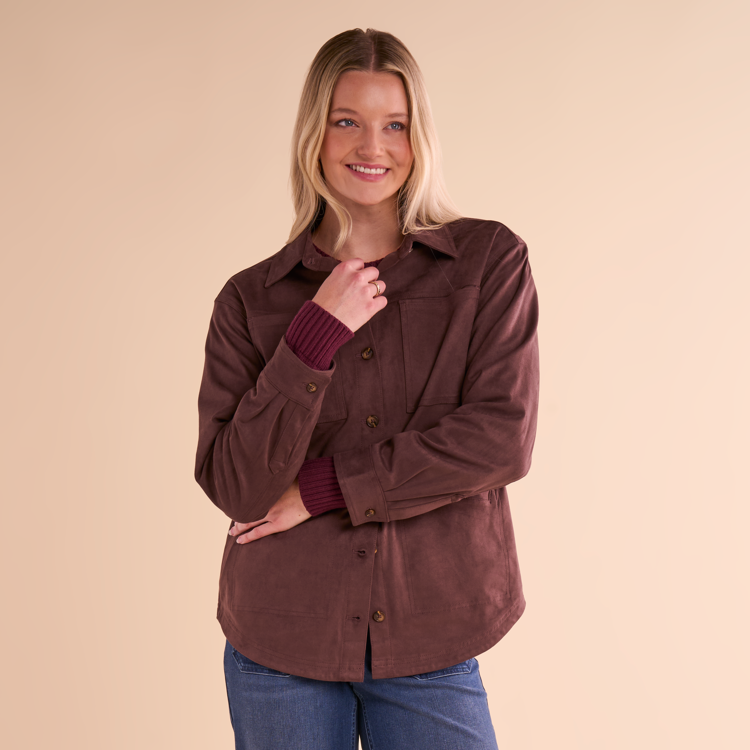 Image of Natural Reflections Faux-Suede Barn Jacket