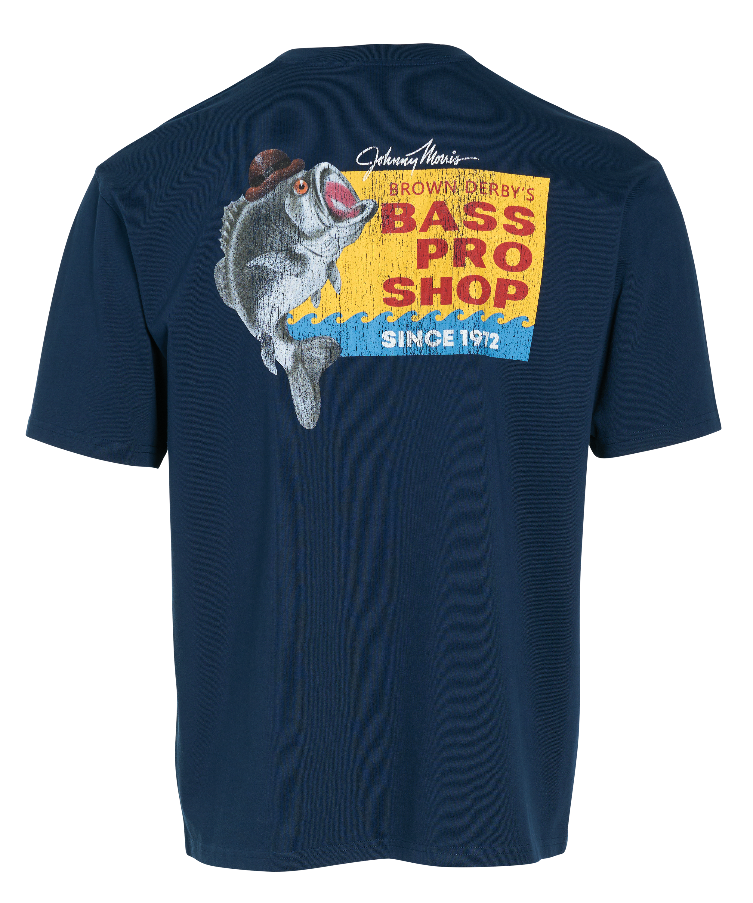 Image of Bass Pro Shops Brown Derby Square Logo Short-Sleeve T-Shirt - Navy Sign