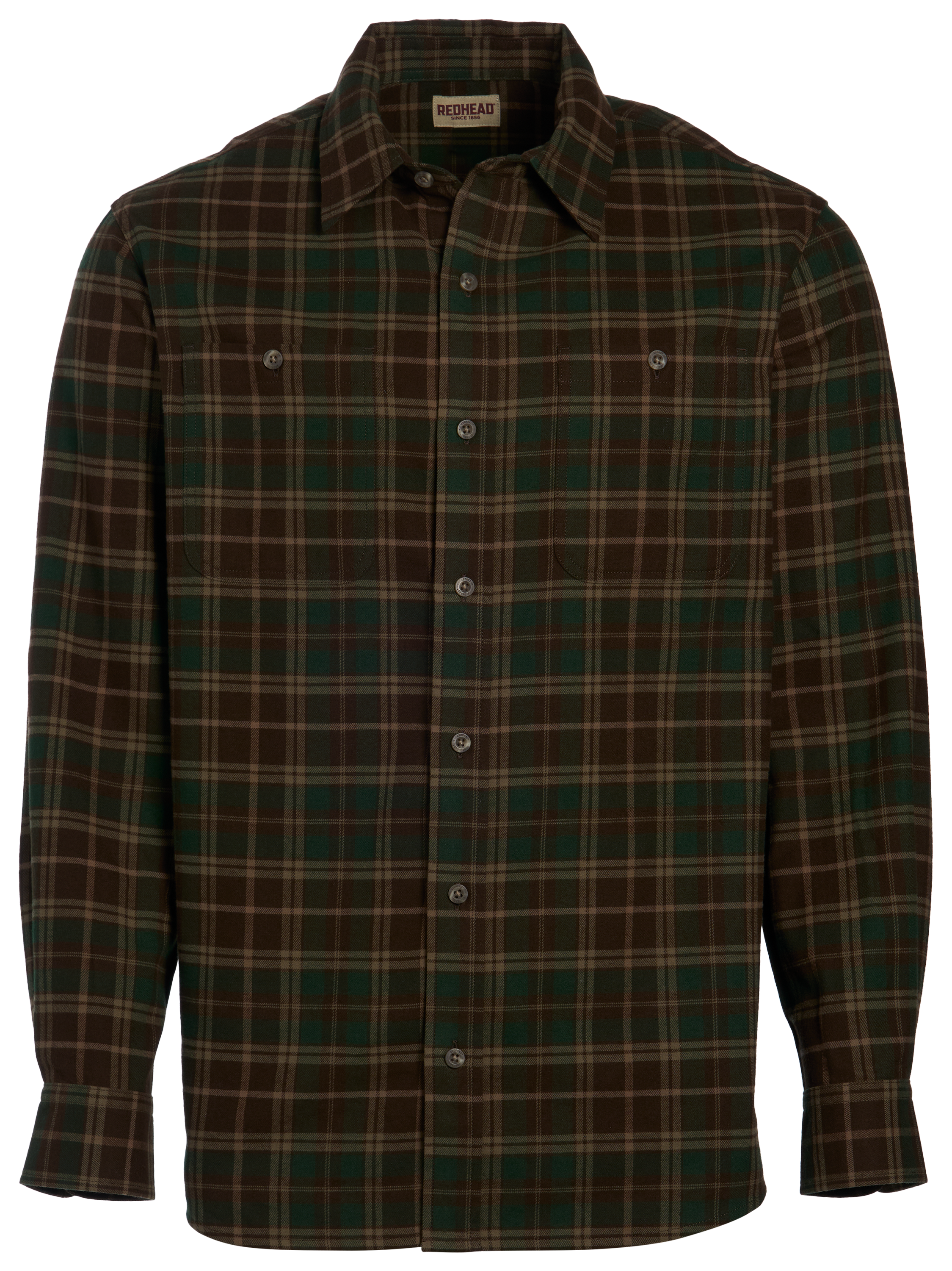 Image of RedHead Ozark Mountain Flannel Long-Sleeve Button-Down Shirt - Java Plaid