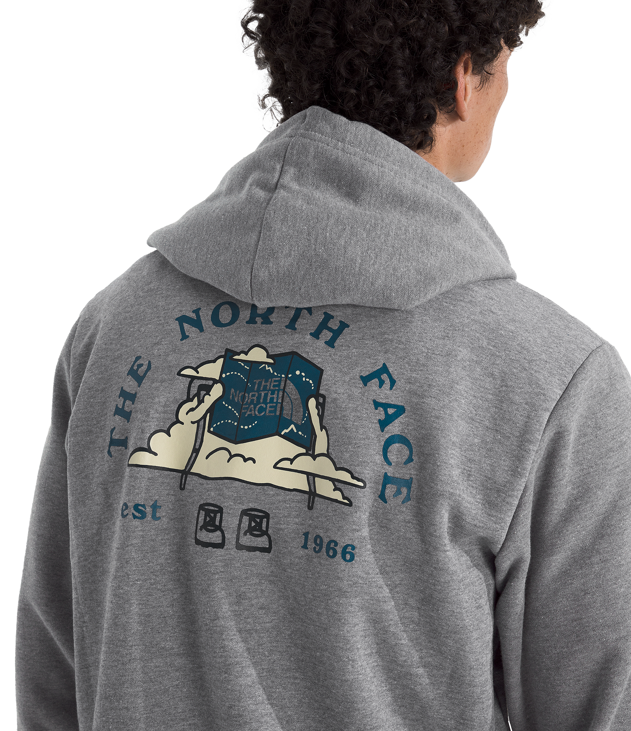 Image of The North Face Evolution Travel-Cloud Graphic Hoodie - TNF Mid Grey Heather