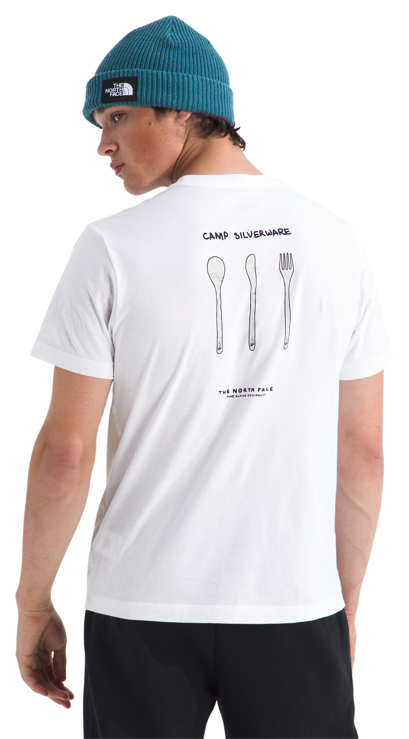 Image of The North Face Sketch Logo Camp Silverware Graphic Short-Sleeve T-Shirt - TNF White - XL