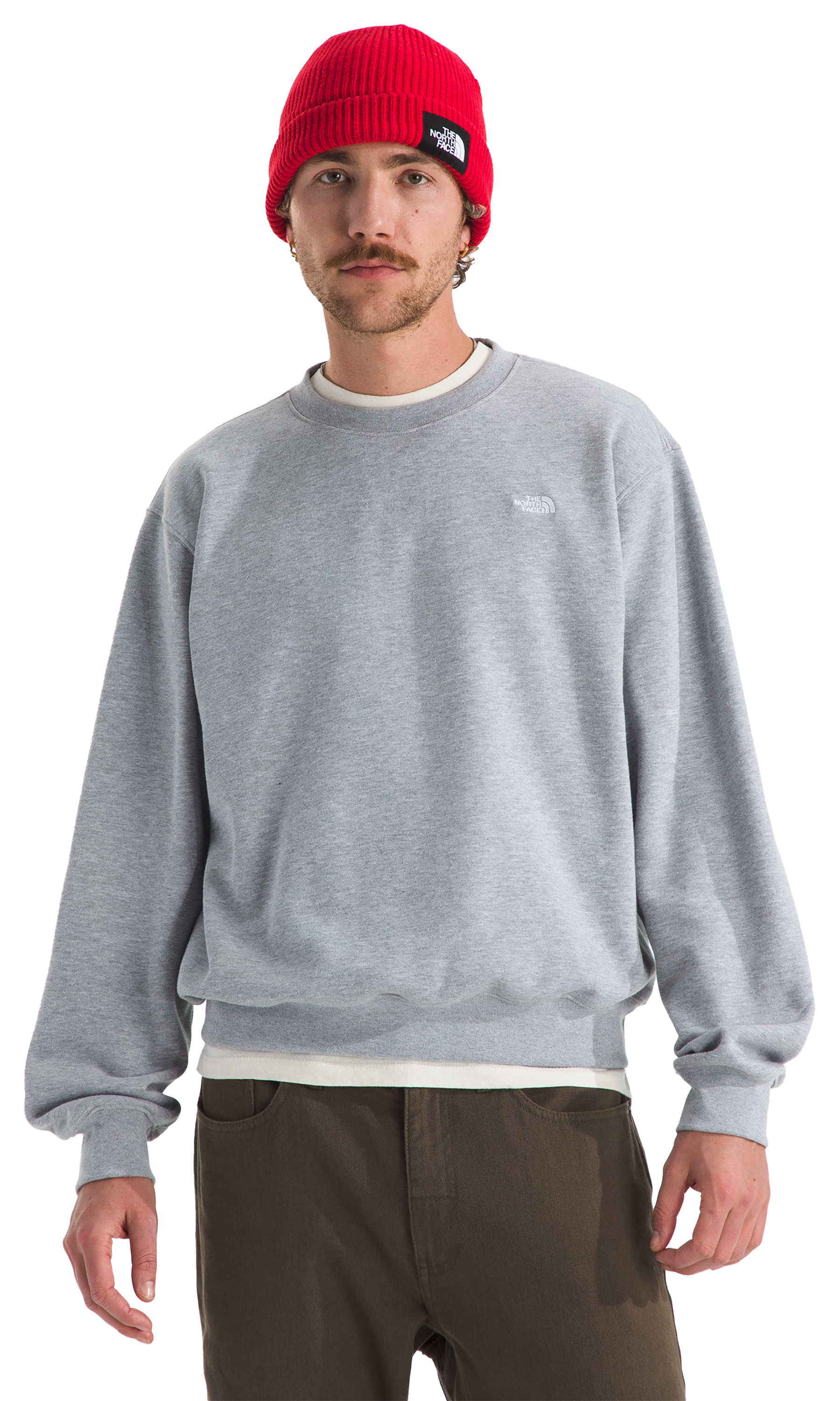 Image of The North Face Essential Relaxed Long-Sleeve Crew - TNF Pale Grey Heather