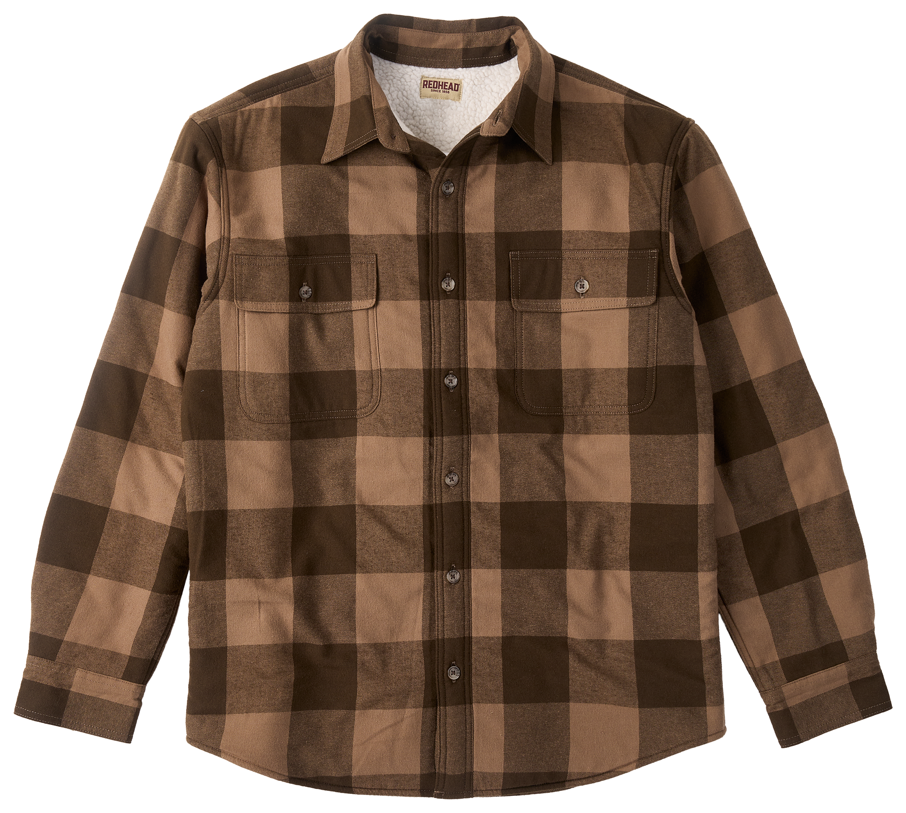 Image of RedHead Sherpa-Lined Plaid Long-Sleeve Shirt - Shitake/Java Plaid