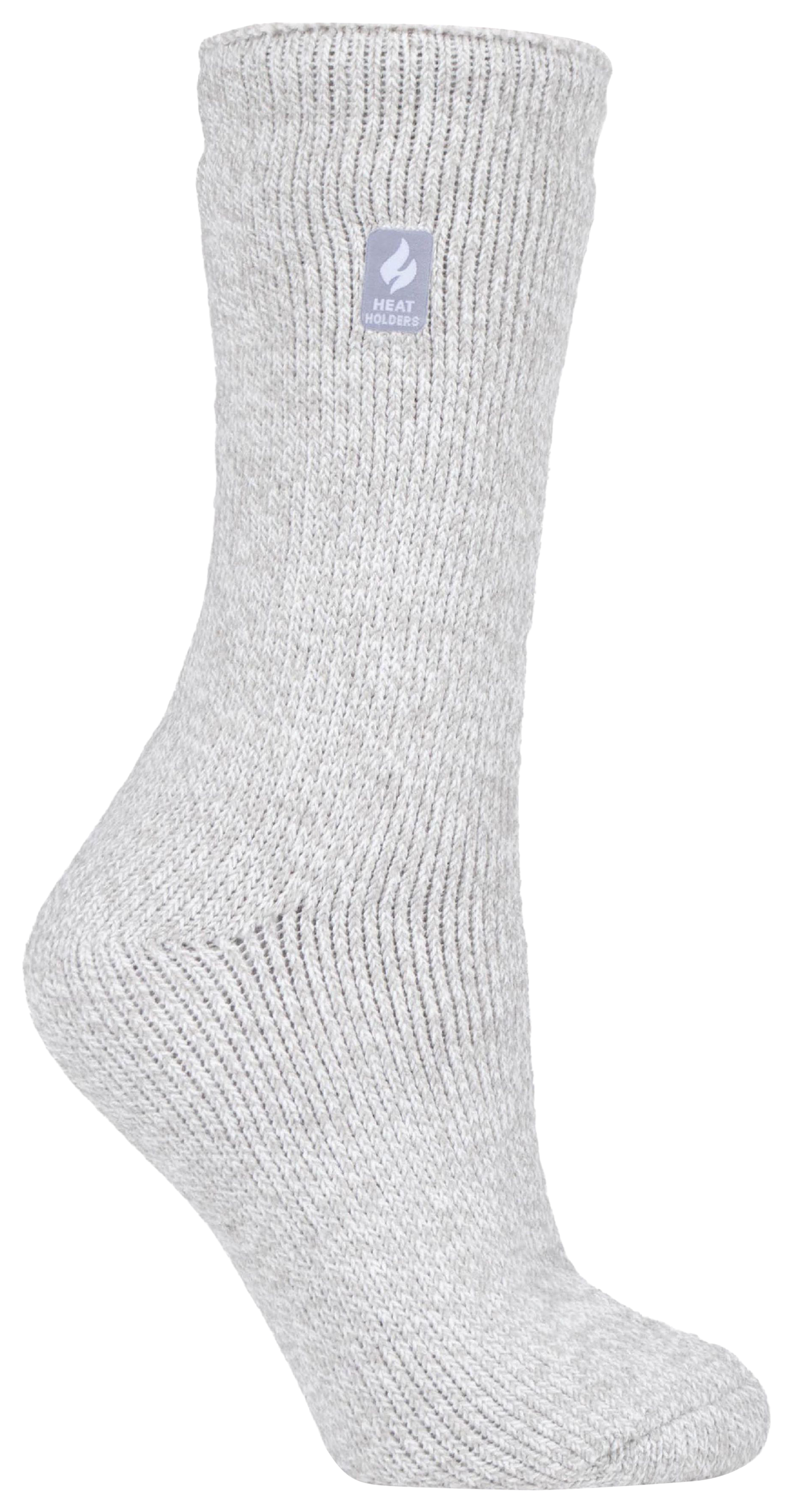 Image of Heat Holders Primrose ORIGINAL Twist Crew Socks for Women - Light Grey/Cream