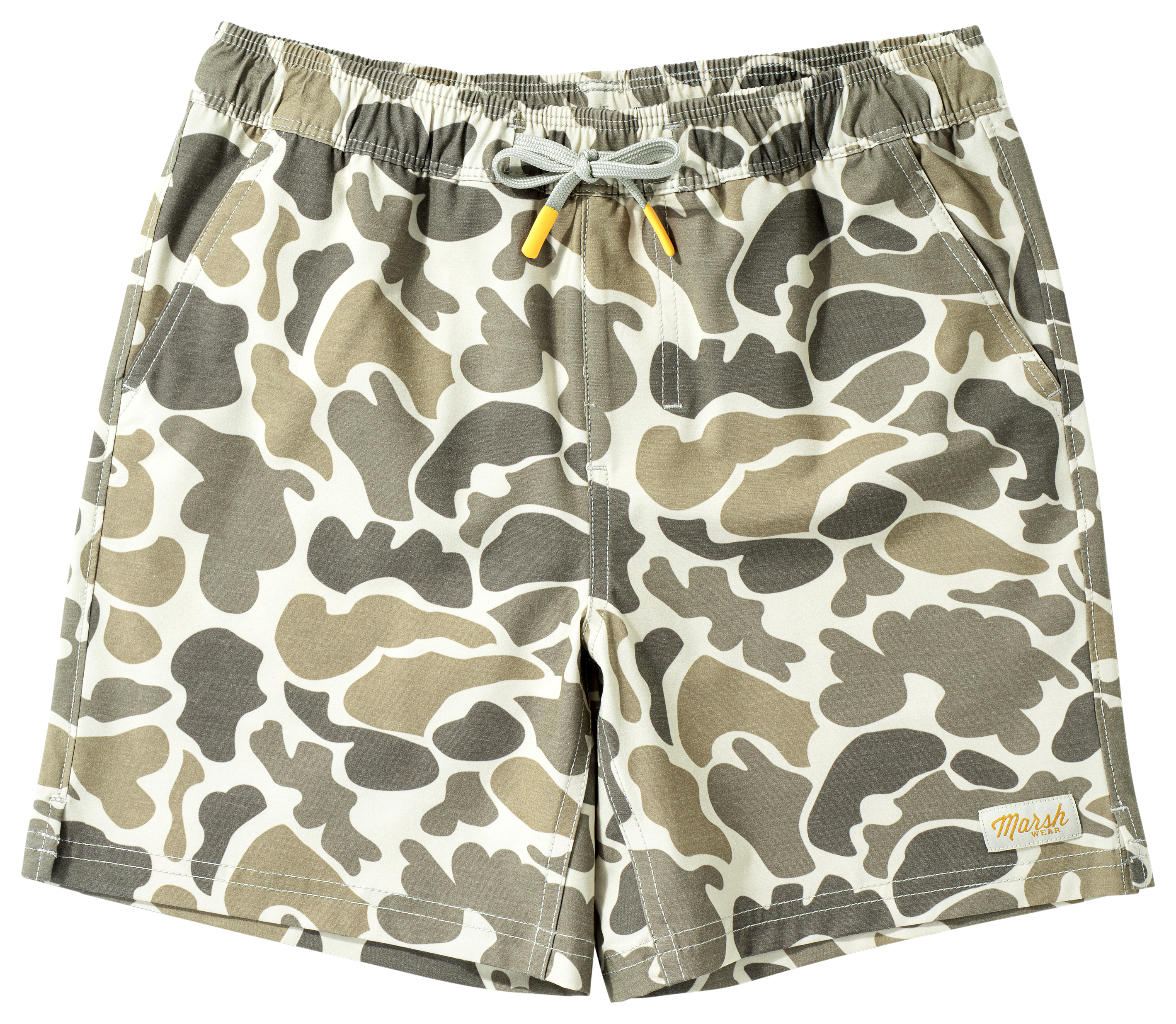 Image of Marsh Wear Fulton Volley Shorts for Kids - Khaki Mallard Camo