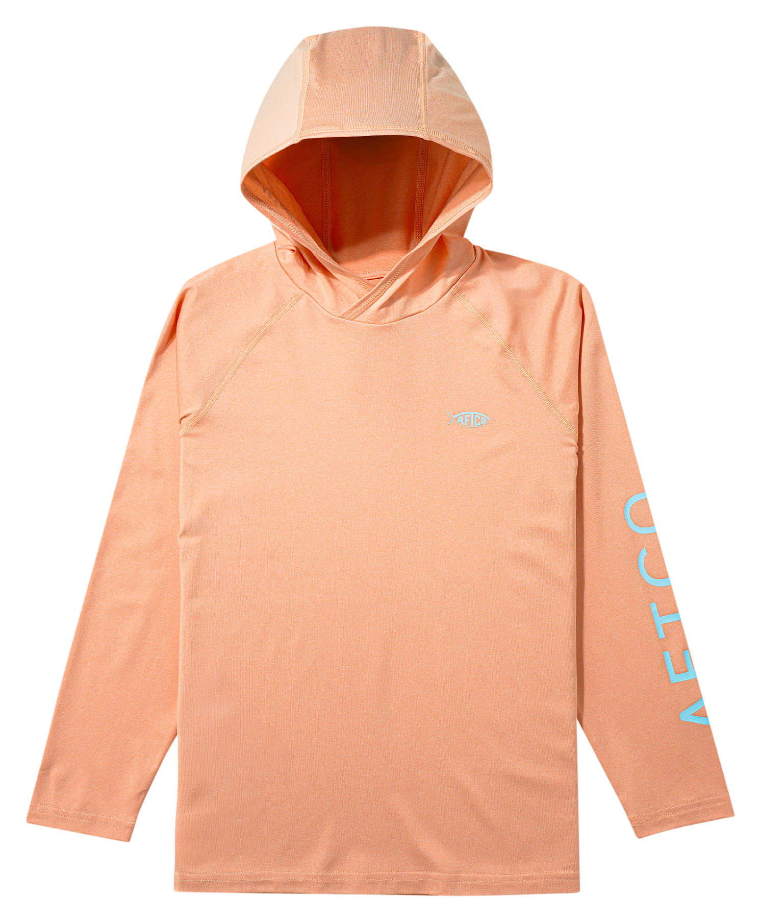 Image of AFTCO Samurai Hooded Long-Sleeve Performance T-Shirt for Kids - Coral Sands Heather