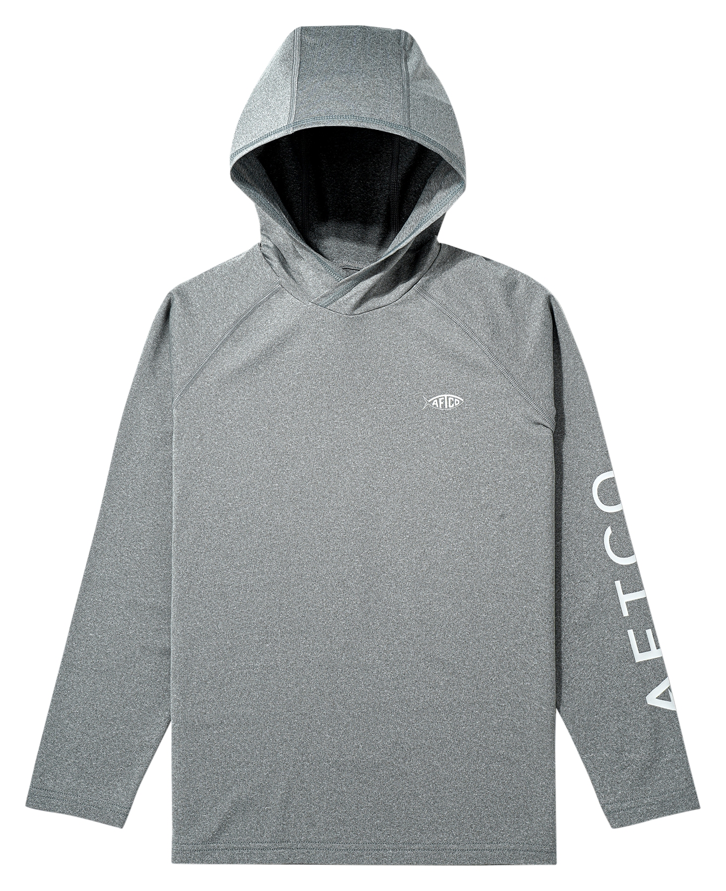 Image of AFTCO Samurai Hooded Long-Sleeve Performance T-Shirt for Kids - Steel Heather