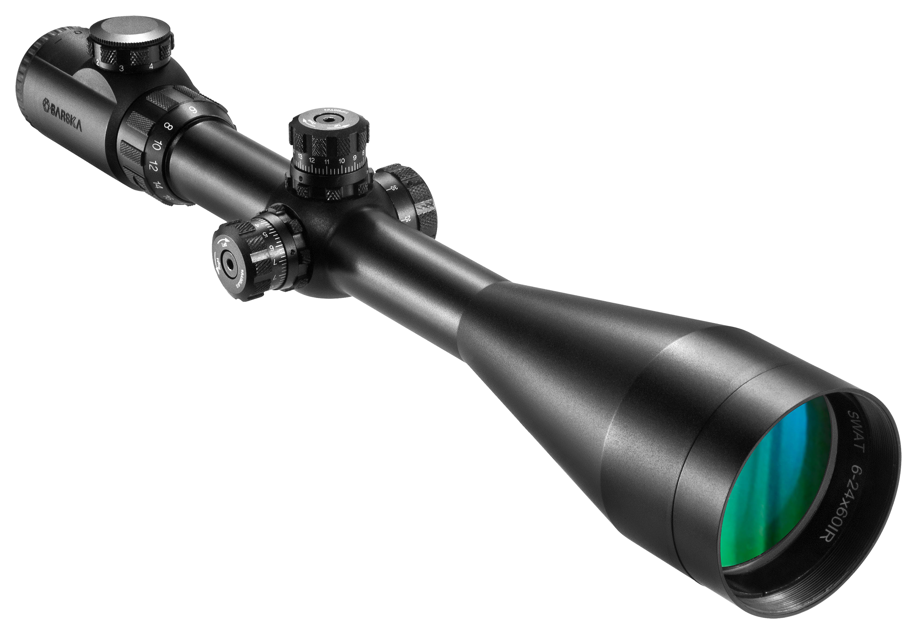 Image of Barska IR SWAT Tactical Rifle Scope with Sunshade, Flip-Up Scope Cap and Rings - 6-24x60mm