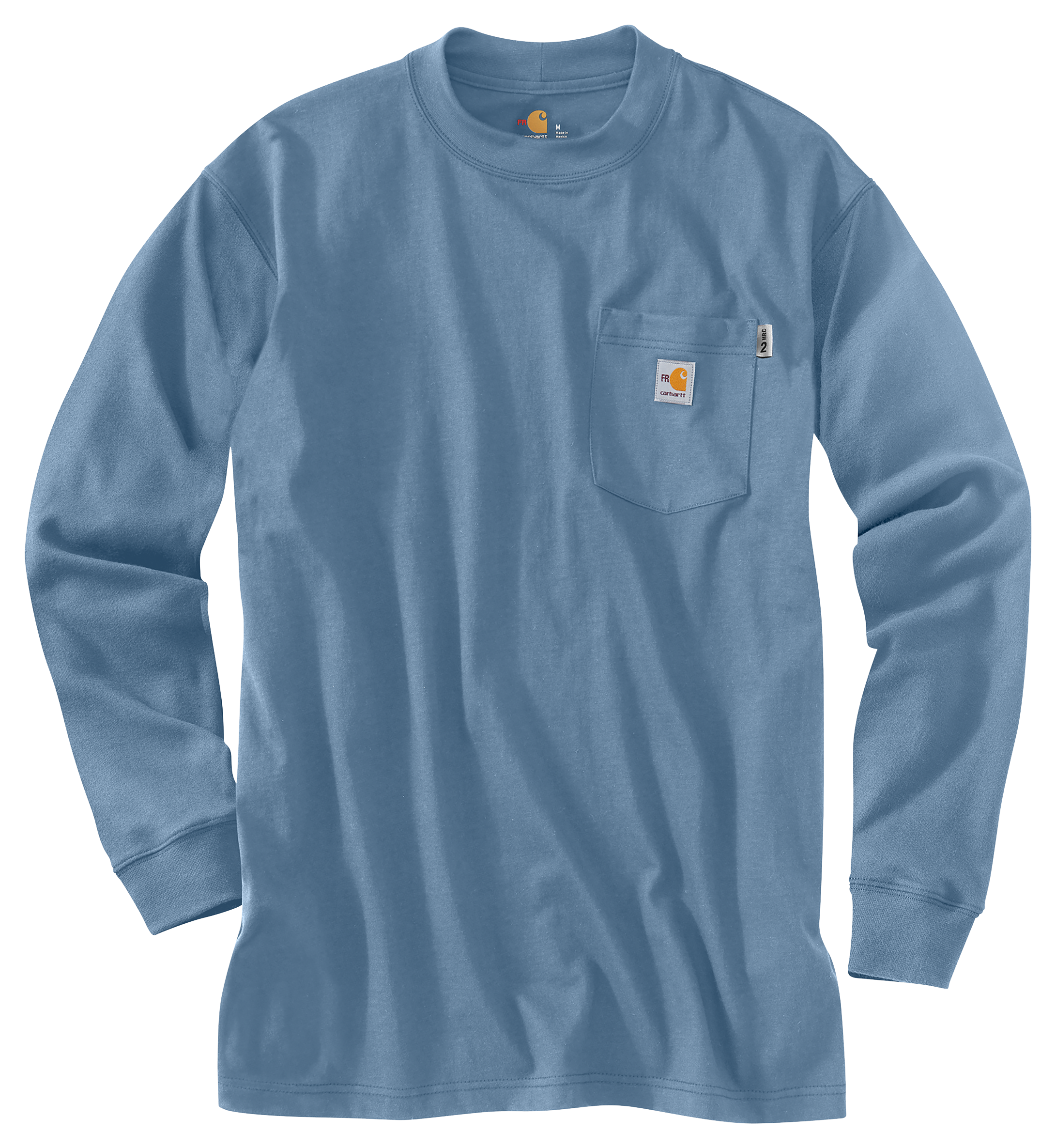 Image of Carhartt Flame-Resistant Carhartt Force Cotton Long-Sleeve T-Shirt for Men - Medium Blue - XL