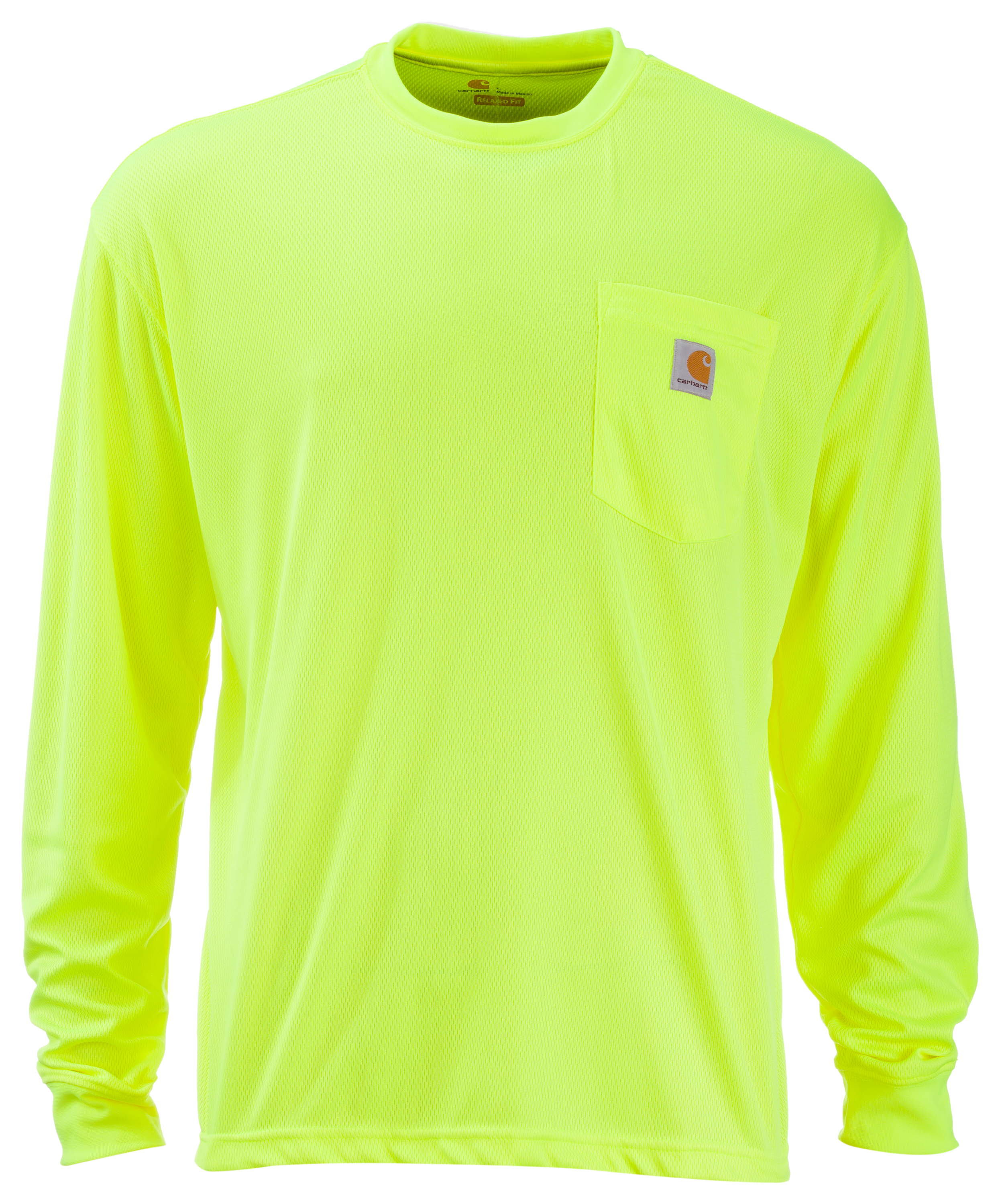 Image of Carhartt Force Color-Enhanced Long-Sleeve T-Shirt for Men - Bright Lime