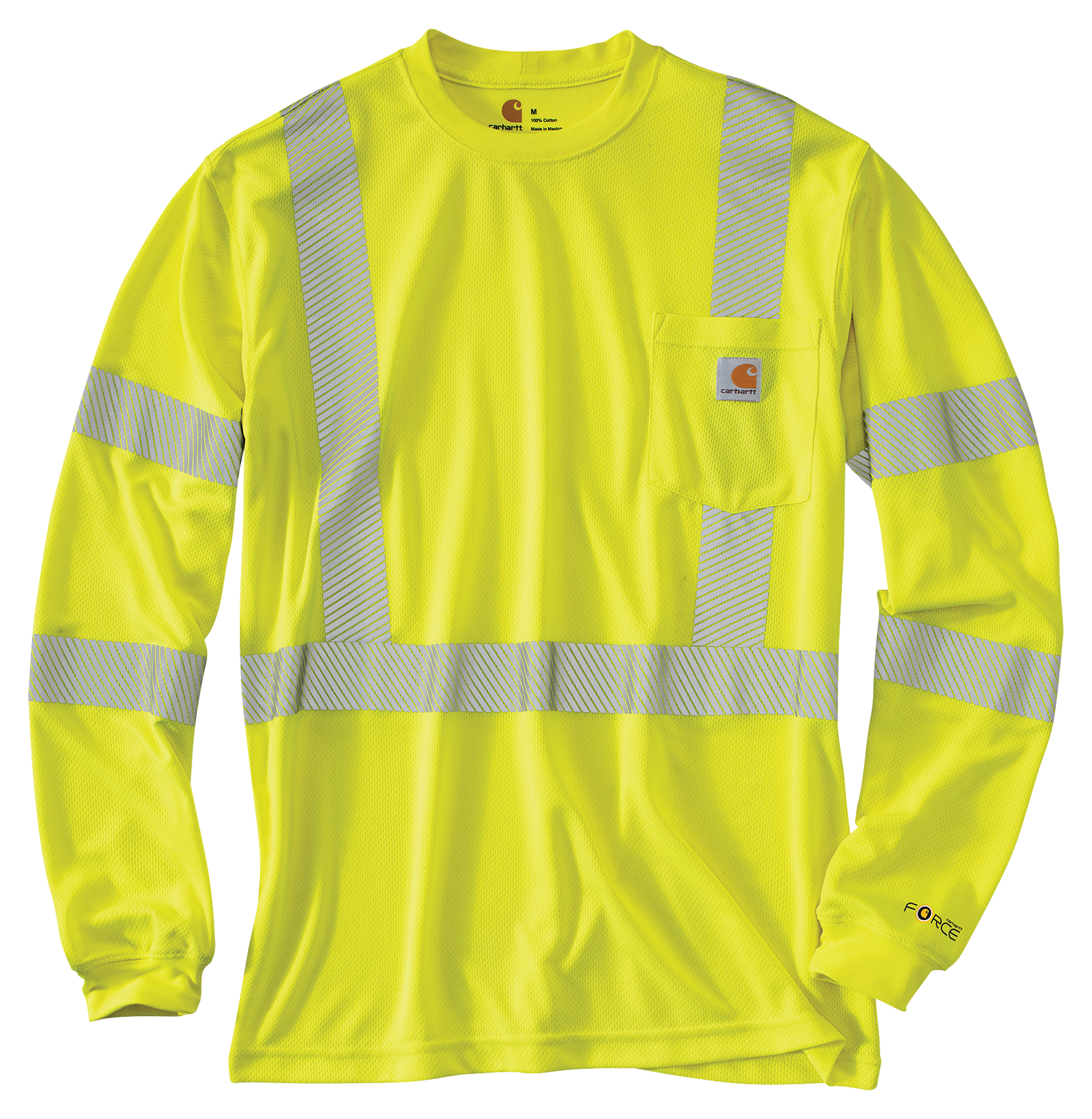 Image of Carhartt Force Class 3 High-Visibility Long-Sleeve T-Shirt for Men - Brite Lime