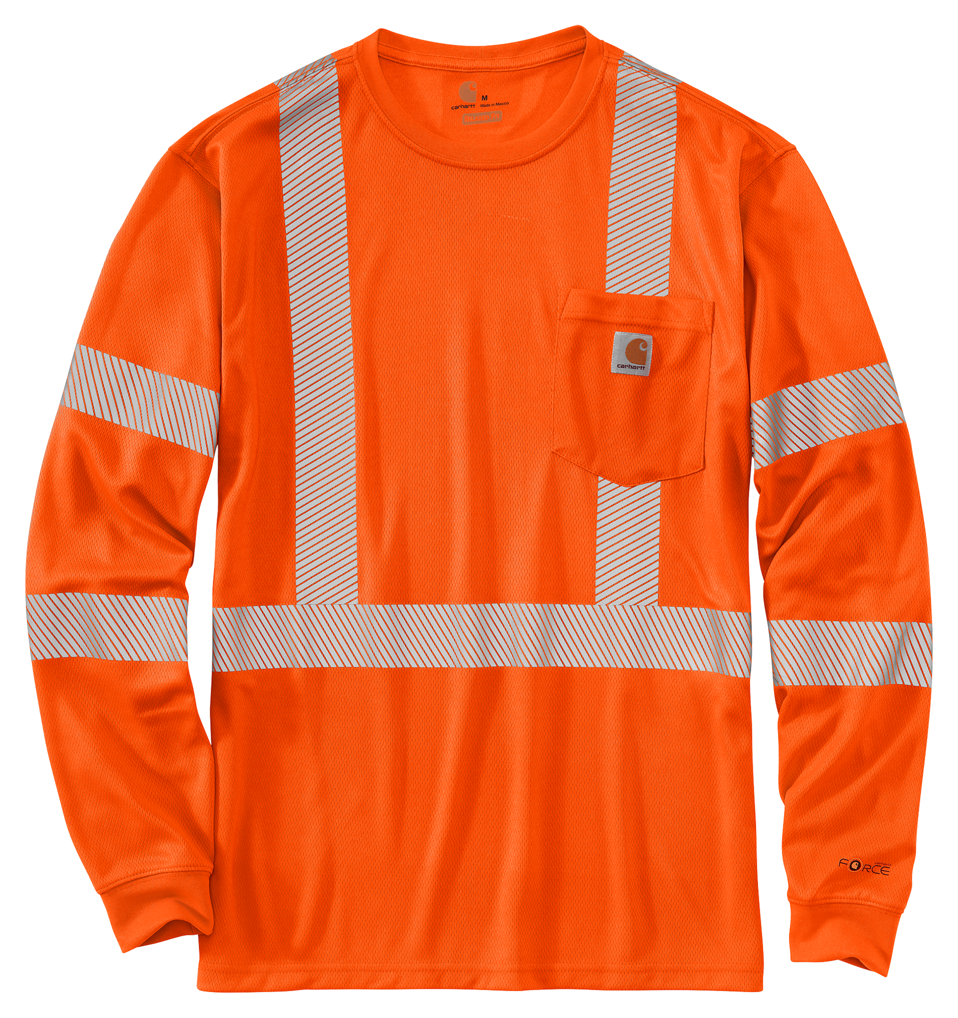 Image of Carhartt Force Class 3 High-Visibility Long-Sleeve T-Shirt for Men - Brite Orange