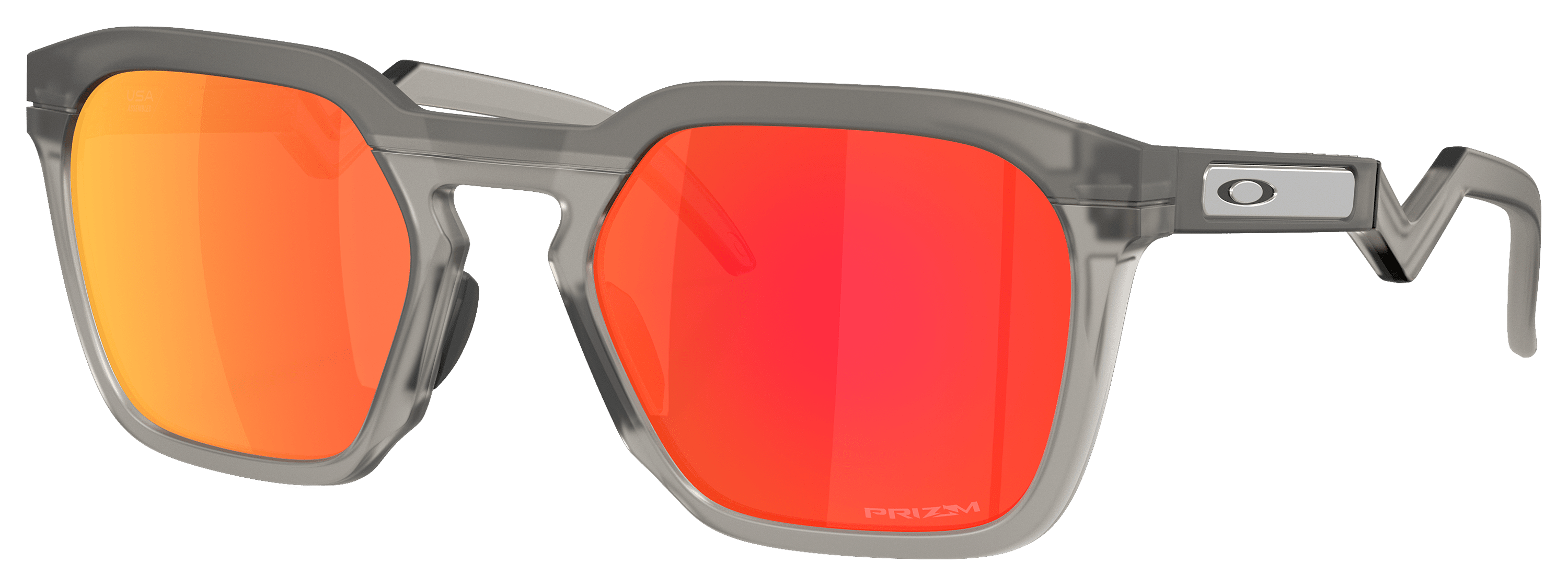 Image of Oakley HSTN SQ OO9533 Prizm Bronze Mirror Sunglasses - Matte Gray Smoke/Prizm Ruby Mirror - Large
