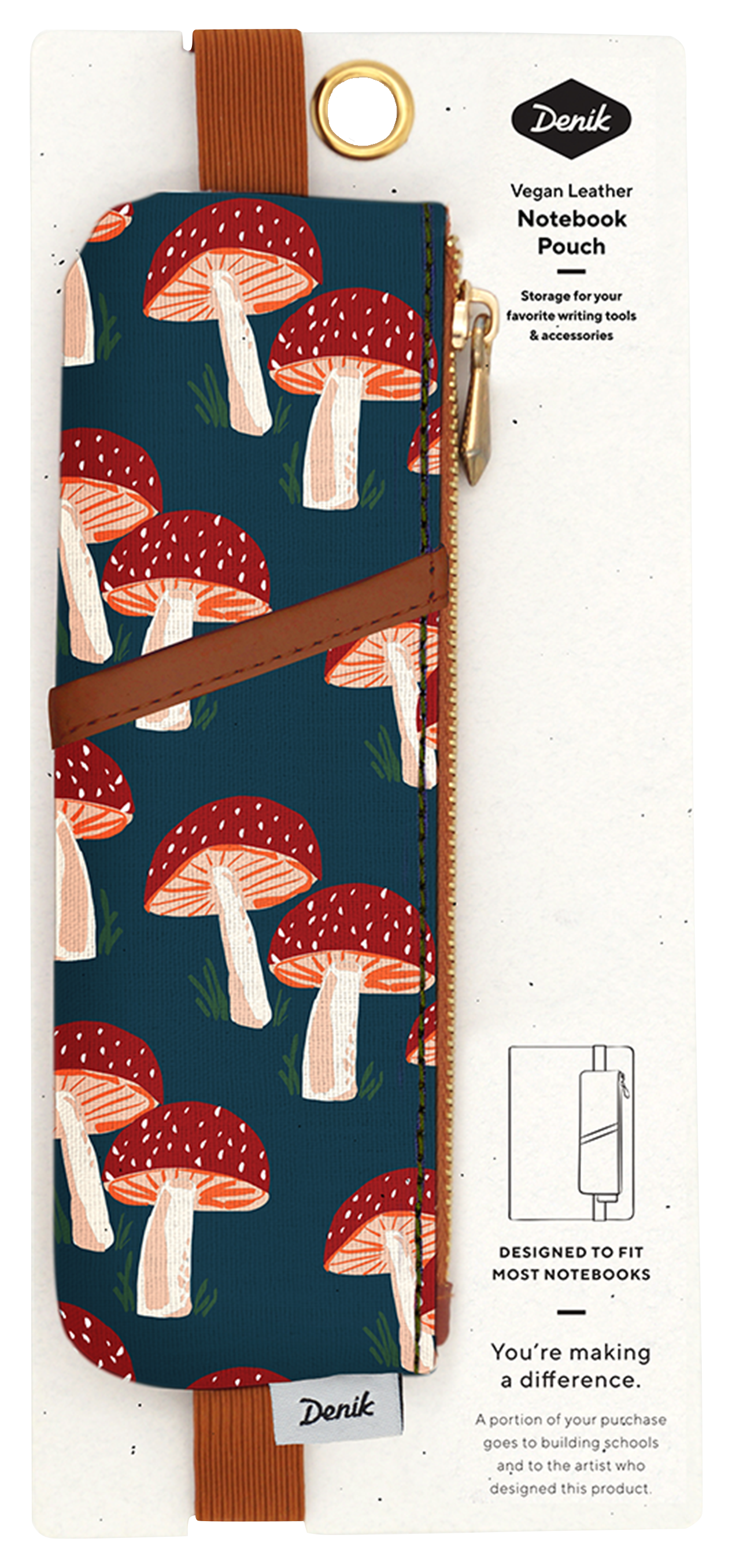Image of Denik Notebook Pouch - Navy Mushroom