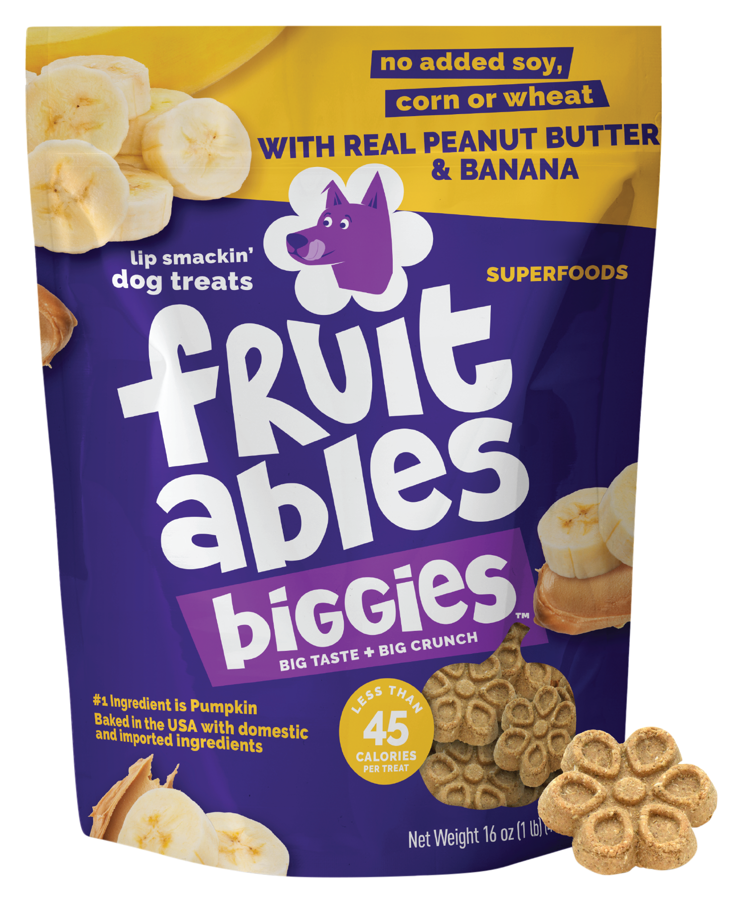 Image of Fruitables Biggies Peanut Butter & Banana Dog Treats