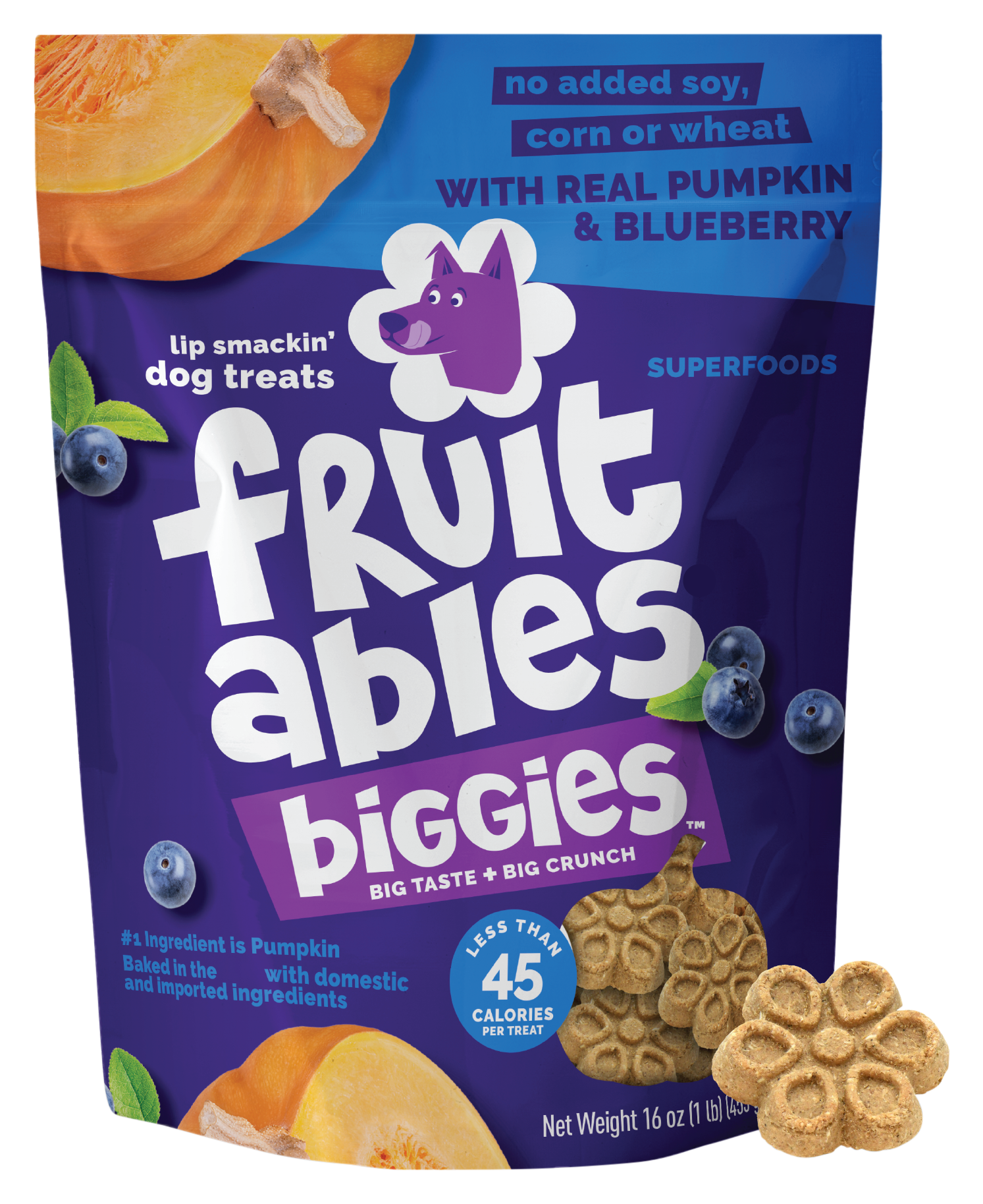 Image of Fruitables Biggies Pumpkin & Blueberry Dog Treats