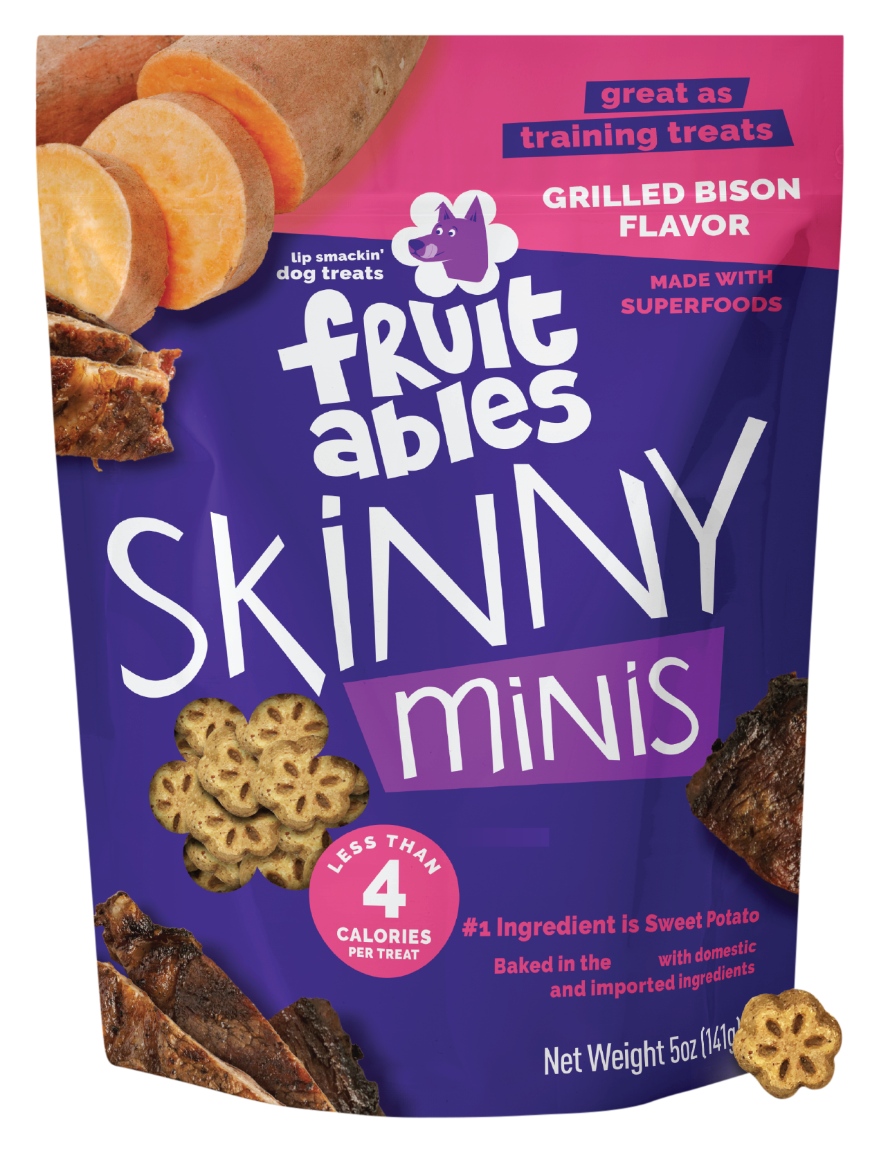 Image of Fruitables Skinny Minis Grilled Bison Dog Treats - Bison - 5 oz.