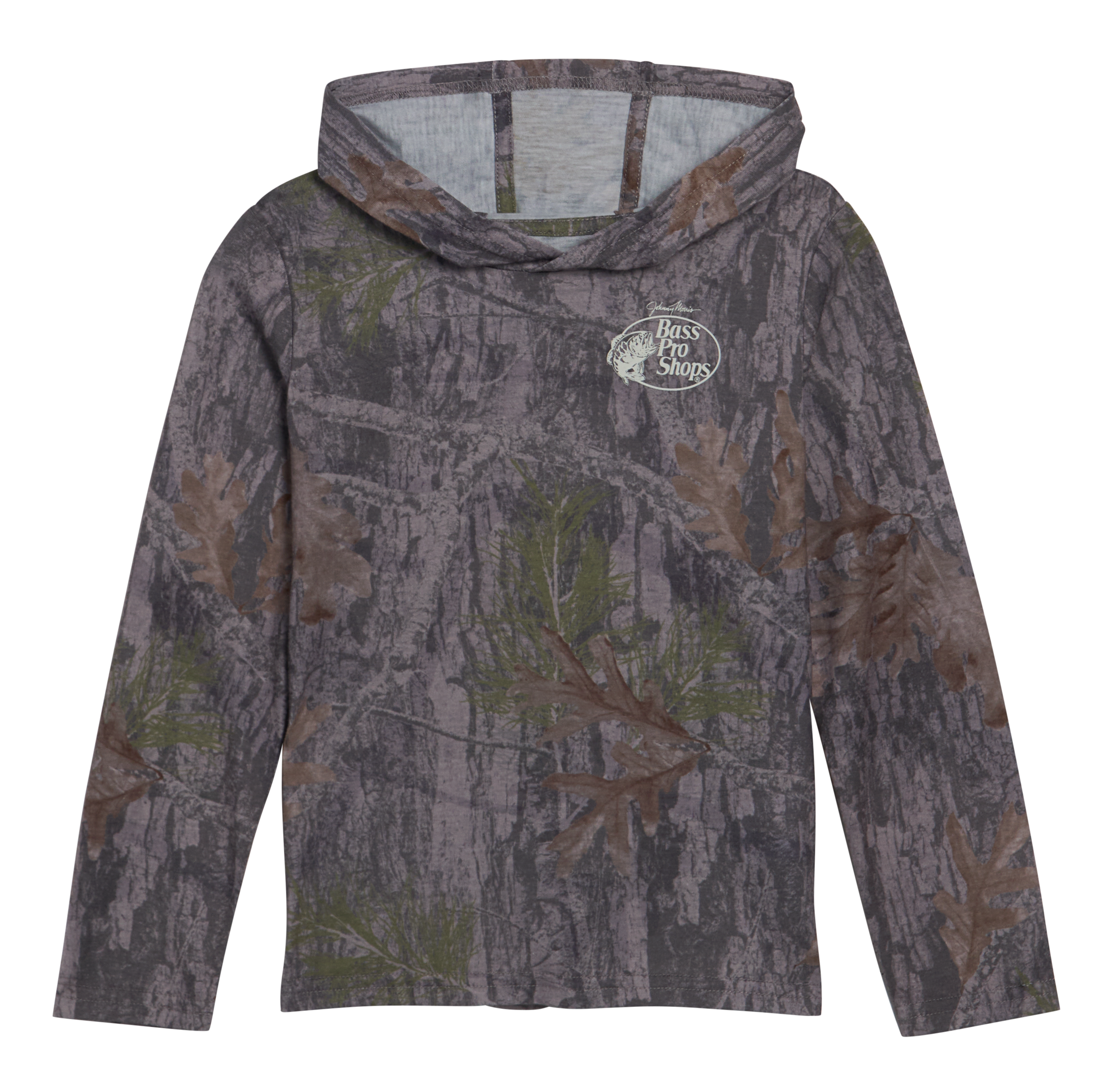 Image of Bass Pro Shops Long-Sleeve Hooded T-Shirt for Toddlers - Dark Faded Camo